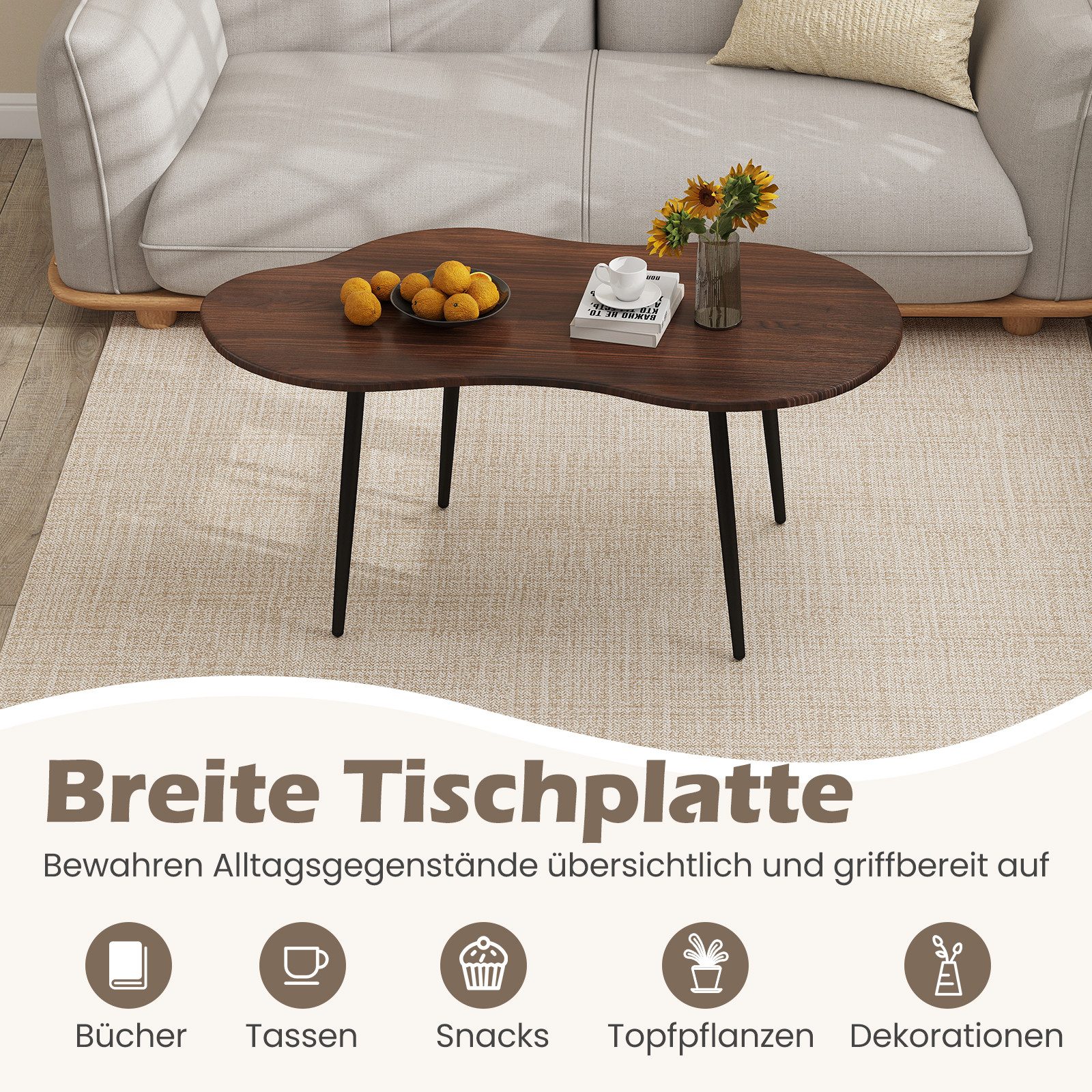 COSTWAY Couchtisch, Wohnzimmertisch holz, kaffeetisch klein