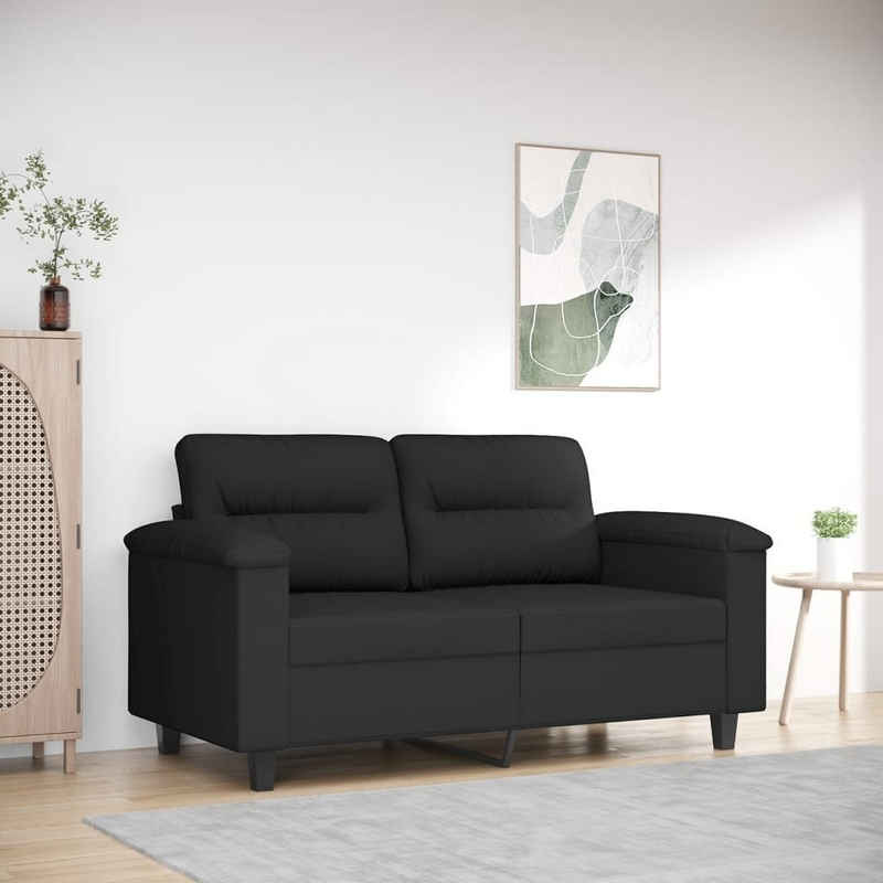 vidaXL Sofa 2-Sitzer-Sofa Schwarz 120 cm Mikrofasergewebe