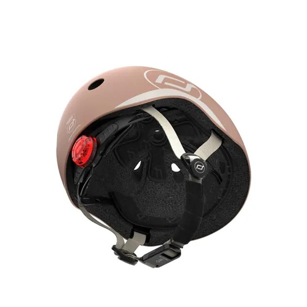 Scoot and Ride Kinderhelm Größe XXS-S Mocha - Schutzhelm, mit LED-Sicherheitslicht, in Braun – Bild 3 von 4