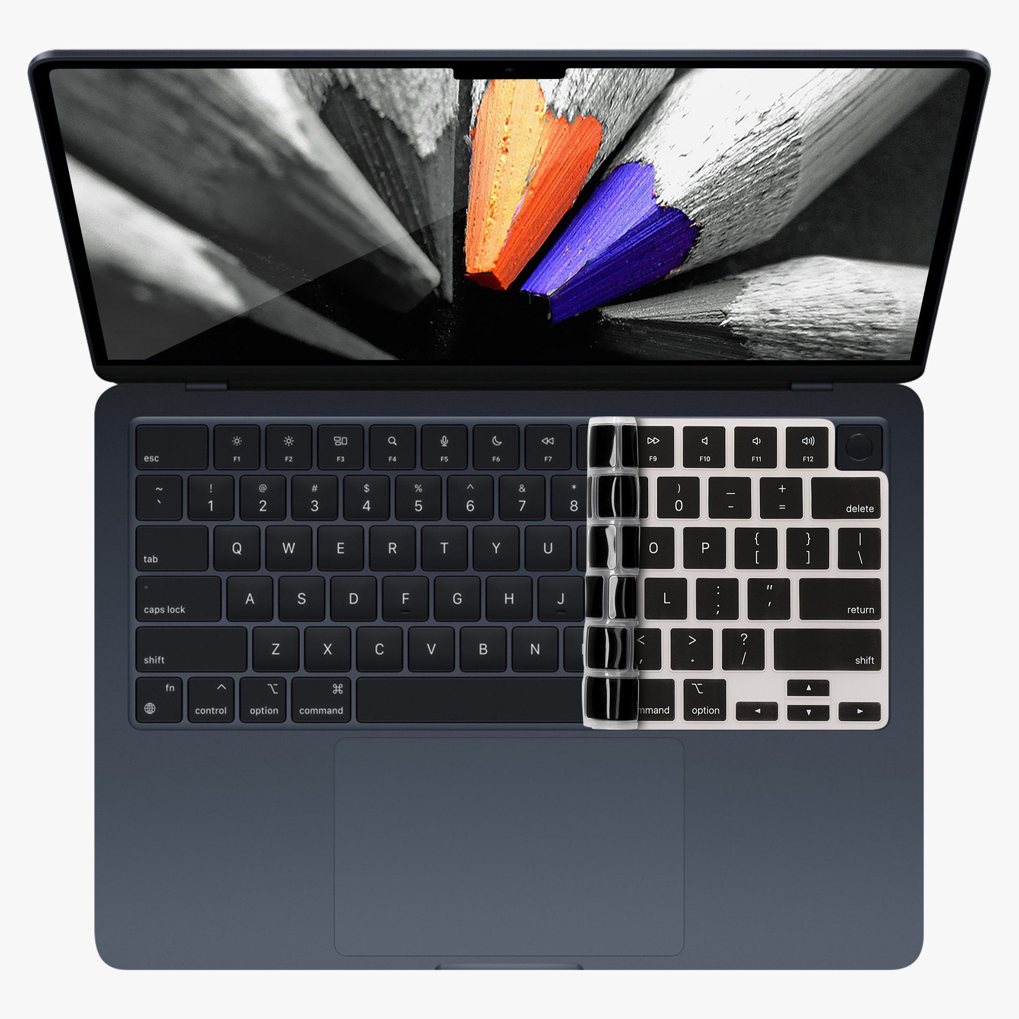 kwmobile Etui Silikon Tastaturschutz für Apple Macbook Air 15 2023 M2 (A2941), QWERTY US Keyboard Cover Abdeckung - Schwarz