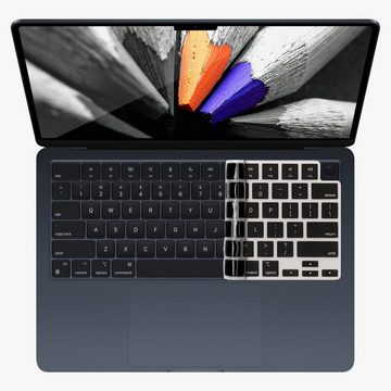 kwmobile Aufbewahrungstasche Silikon Tastaturschutz für Apple Macbook Air 15 2023 M2 (A2941) (1-tlg), QWERTY US Keyboard Cover Abdeckung - Schwarz