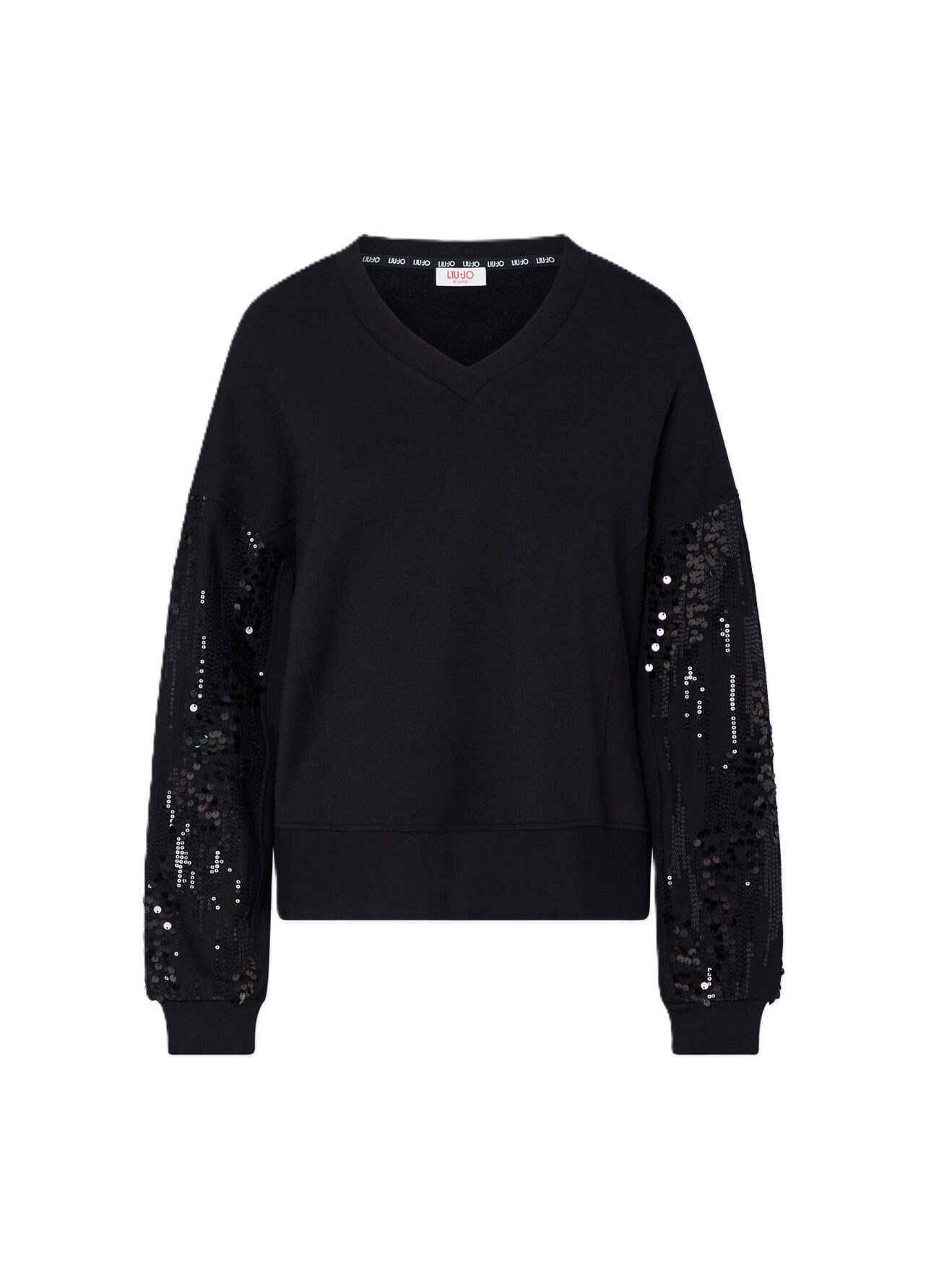 Liu Jo Sweatshirt Modisches Sweatshirt mit V-Ausschnitt und Pailletten - Damensweatshirt