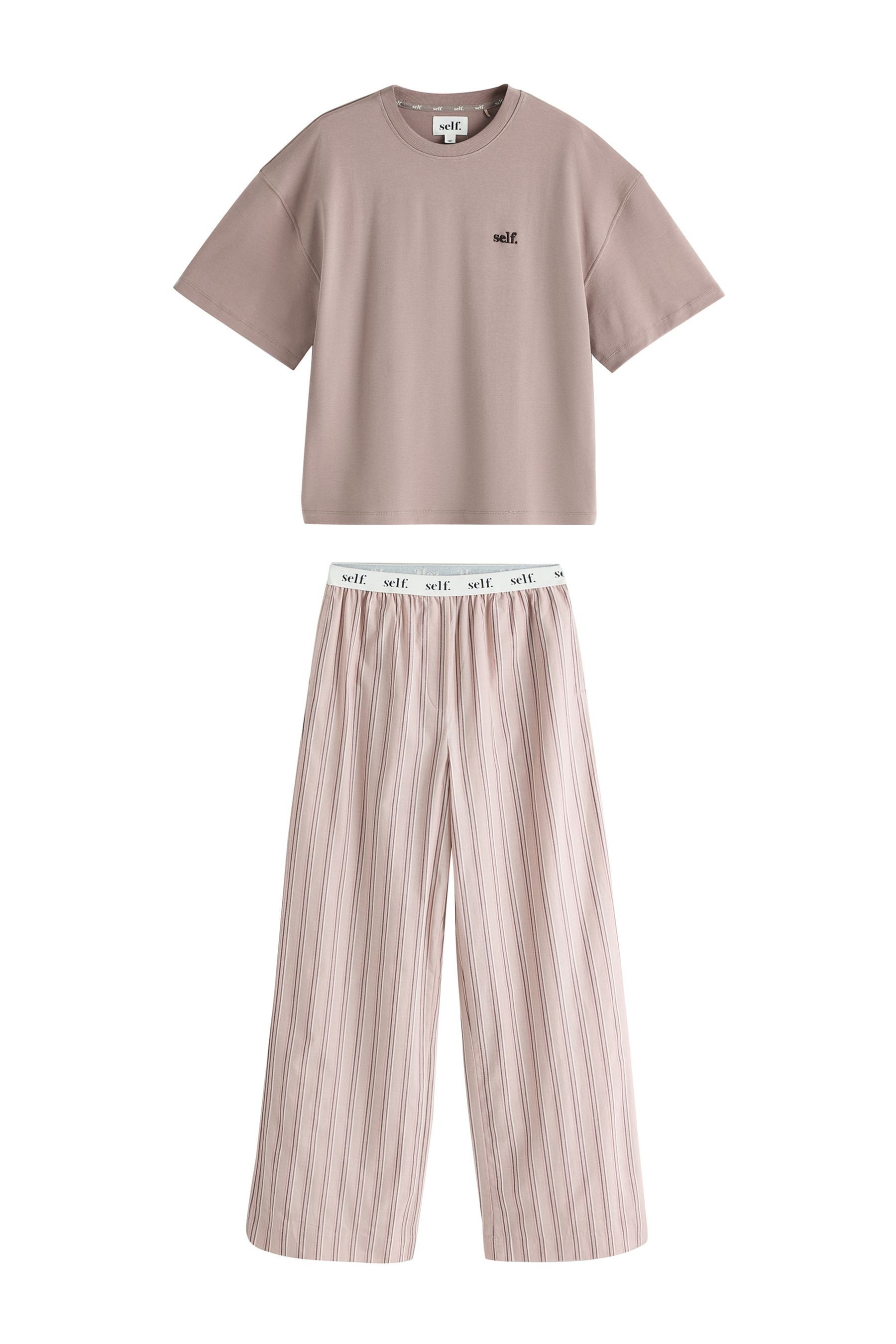 self Pyjama self. Gestreifter kurzärmeliger Schlafanzug (2 tlg)