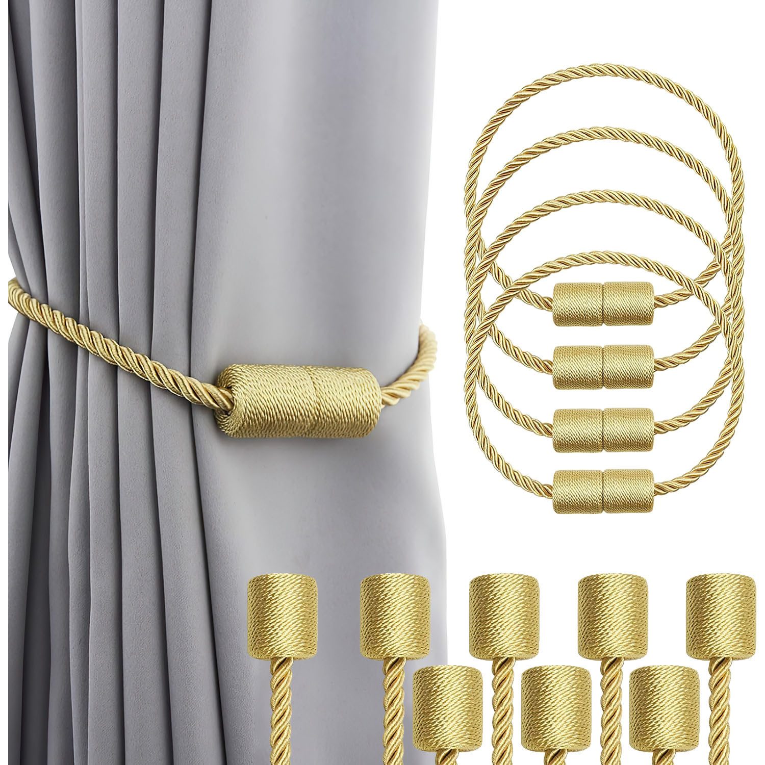 HEYHIPPO Magnethalter für Gardinen Magnetische Vorhanghalter 4er-Set, elega günstig online kaufen