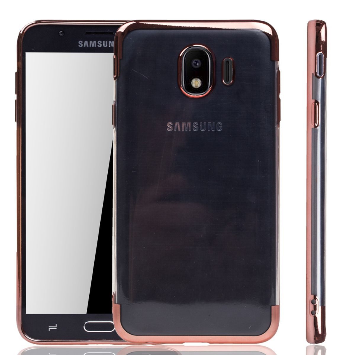 König Design Handyhülle Samsung Galaxy J4, Samsung Galaxy J4 Handyhülle Bumper Backcover Rosa