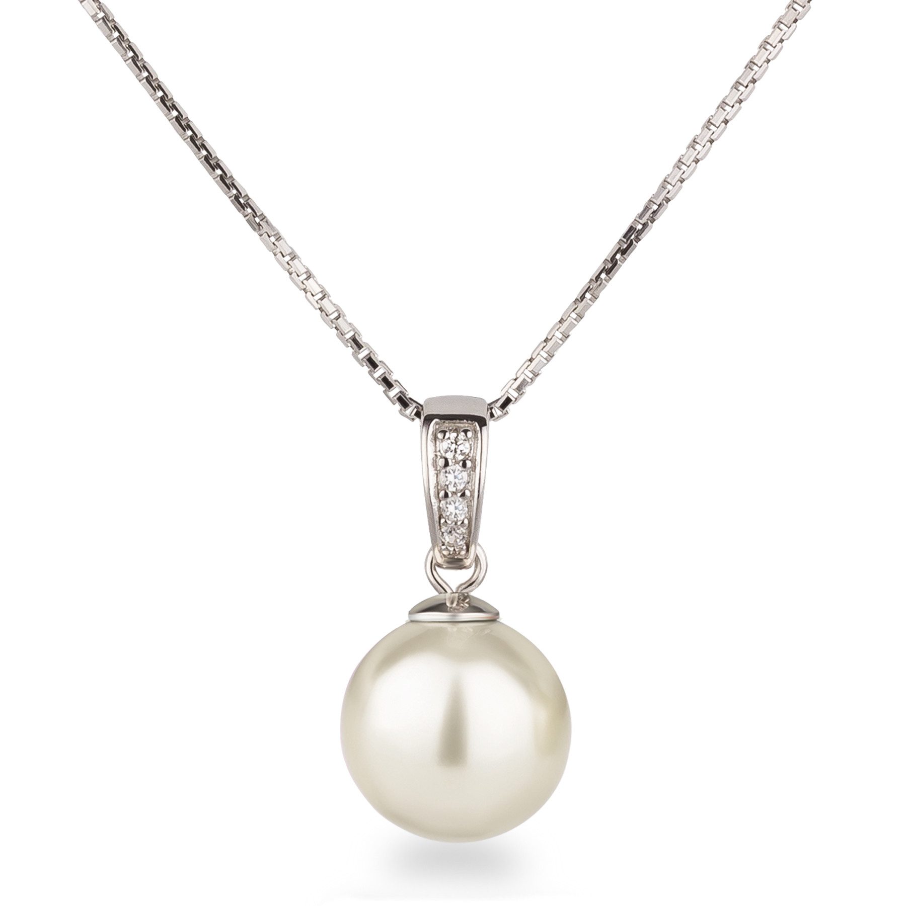 Schöner-SD Kette mit Anhänger Perlenanhänger mit 925 Silber Kette Perle 12m günstig online kaufen