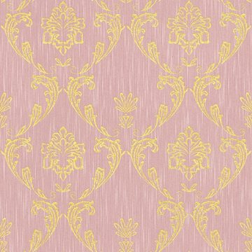 Tadessi Vliestapete Tapete Barock Giulia M1-No.2174, Vliestapete, Gold, Rosa, Ornament