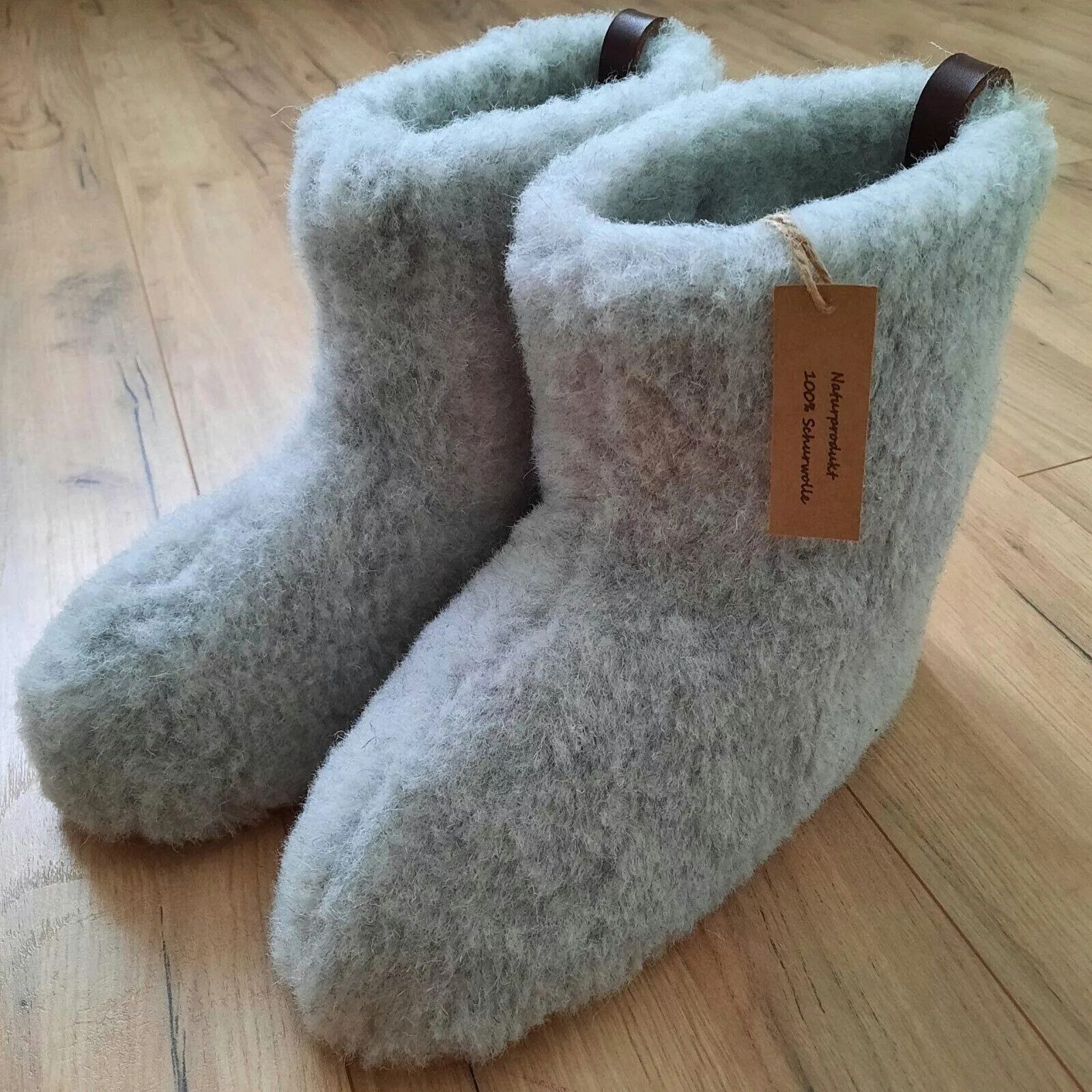 em-ka Hüttenschuhe Schurwolle Lammwolle Winter Warme Wollsocke Hausschuhe Hausschuh Füßwärmer für Damen und Herren Naturprodukt aus Schafwolle