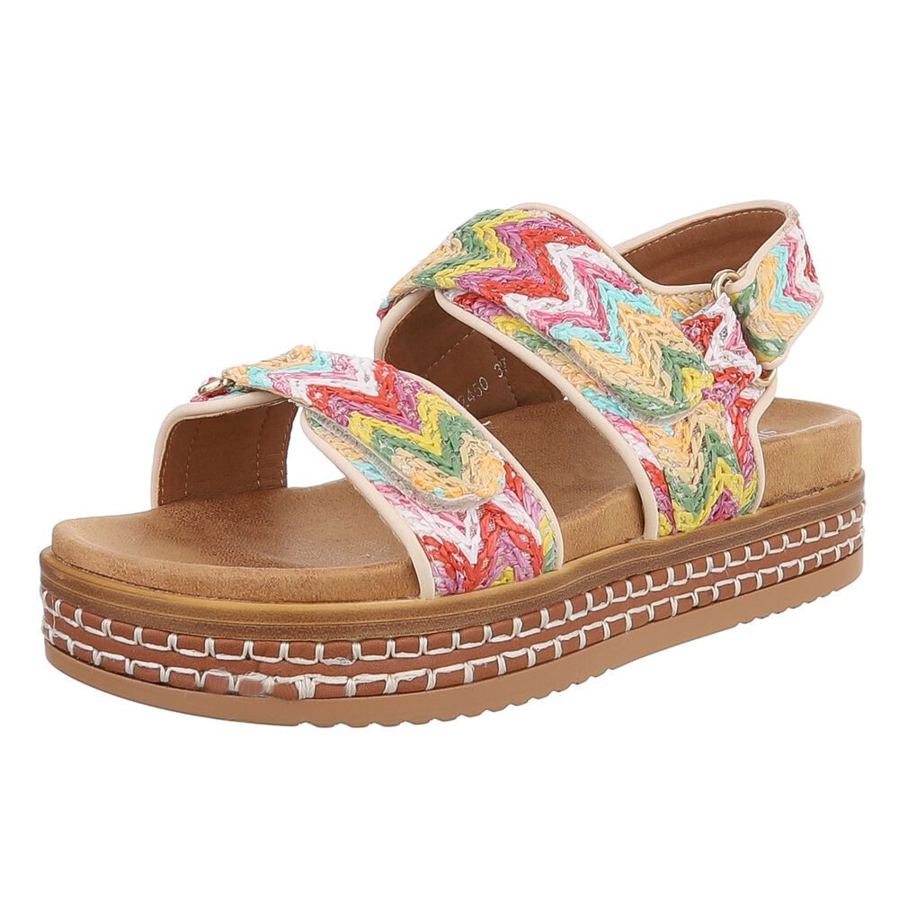 Ital-Design Modische Sommer-Sandalen mit verstellbaren Riemen Plateausandaletten (89542894) Flach Plateausandaletten in Beige