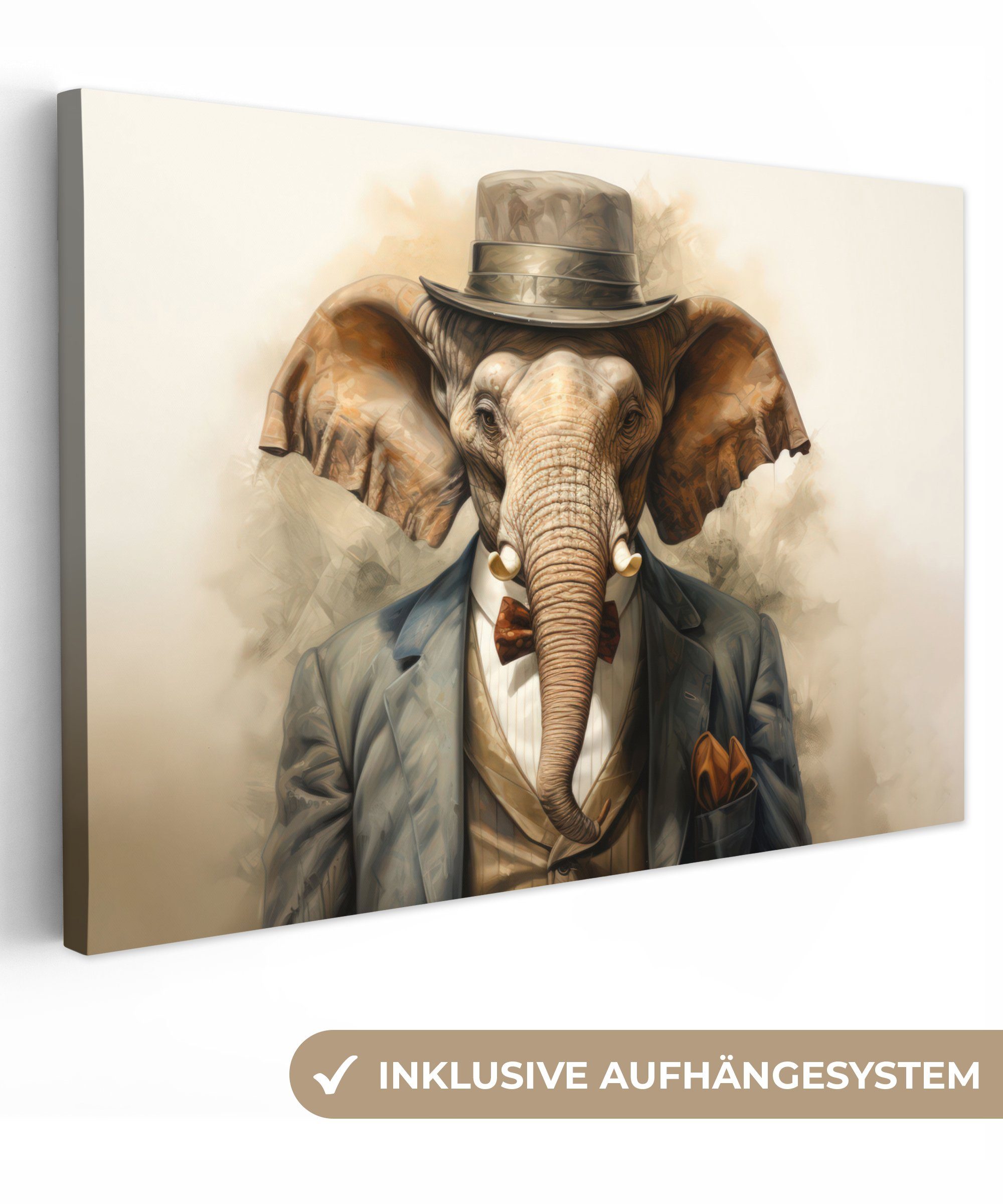 OneMillionCanvasses® Leinwandbild Vintage - Elefant - günstig online kaufen