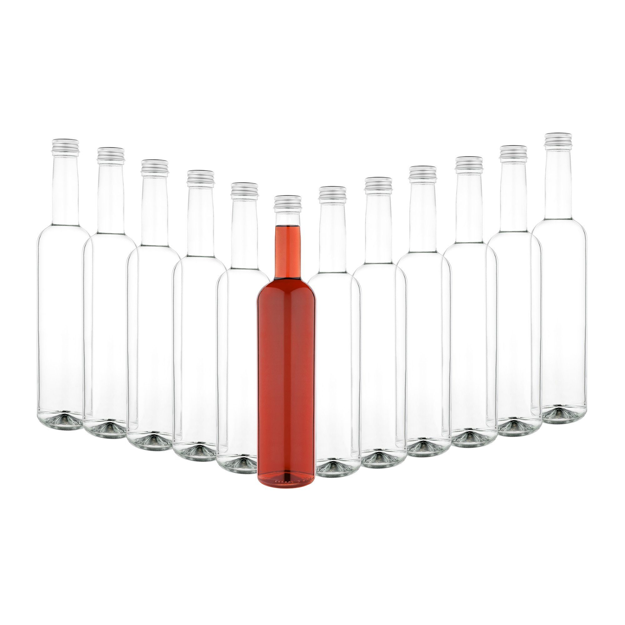 MamboCat Vorratsglas 12er Set Glas Silber, Schraubverschluss Glasflasche Deckel 500ml + Pinta