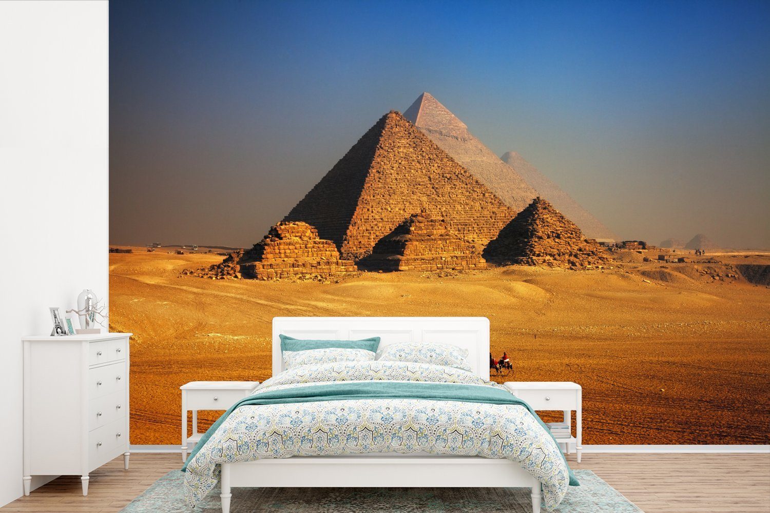 MuchoWow Fototapete Pyramiden in der Wüste, Matt, bedruckt, (6 St), Wallpaper für Wohnzimmer, Schlafzimmer, Kinderzimmer, Vinyl Tapete