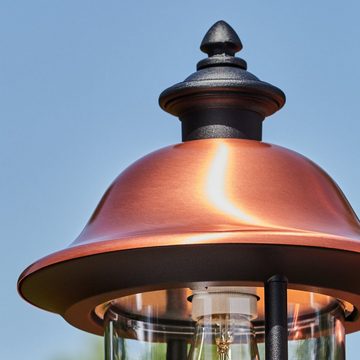 hofstein Pollerleuchte »Casalaccio« Außenlampe, Metall/Kunststoff, Schwarz/Kupferfarben/Klar, ohne Leuchtmittel, LandhGartenlampe 230cm, Wegeleuchte für Garten/Terrasse/Hof, E27, IP44