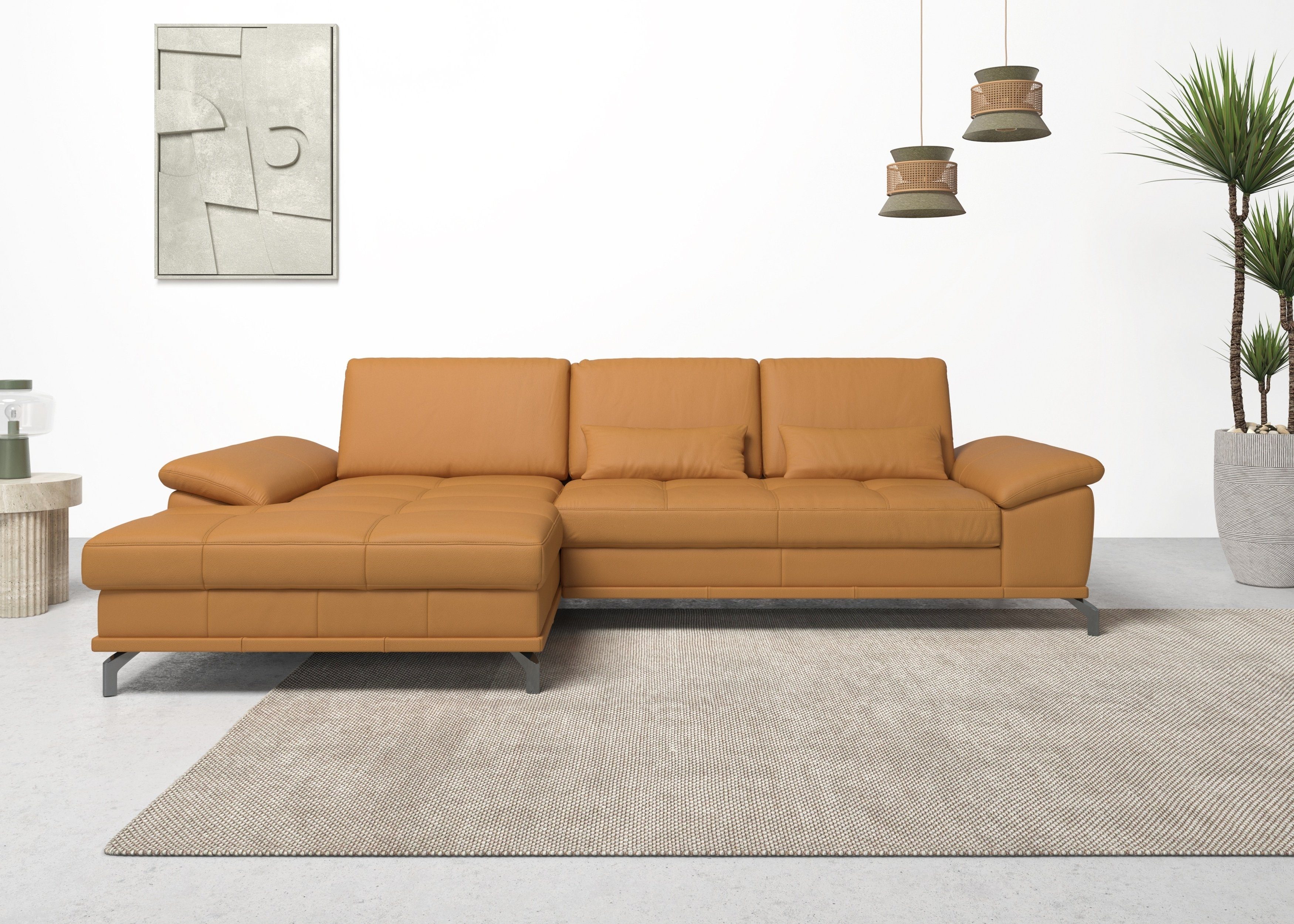 OTTO home Ecksofa Costello L-Form, B: 301 cm mit Sitztiefen-, Armteilverstellung &, 3 Nierenkissen, optional Bettfunktion & Bettkasten