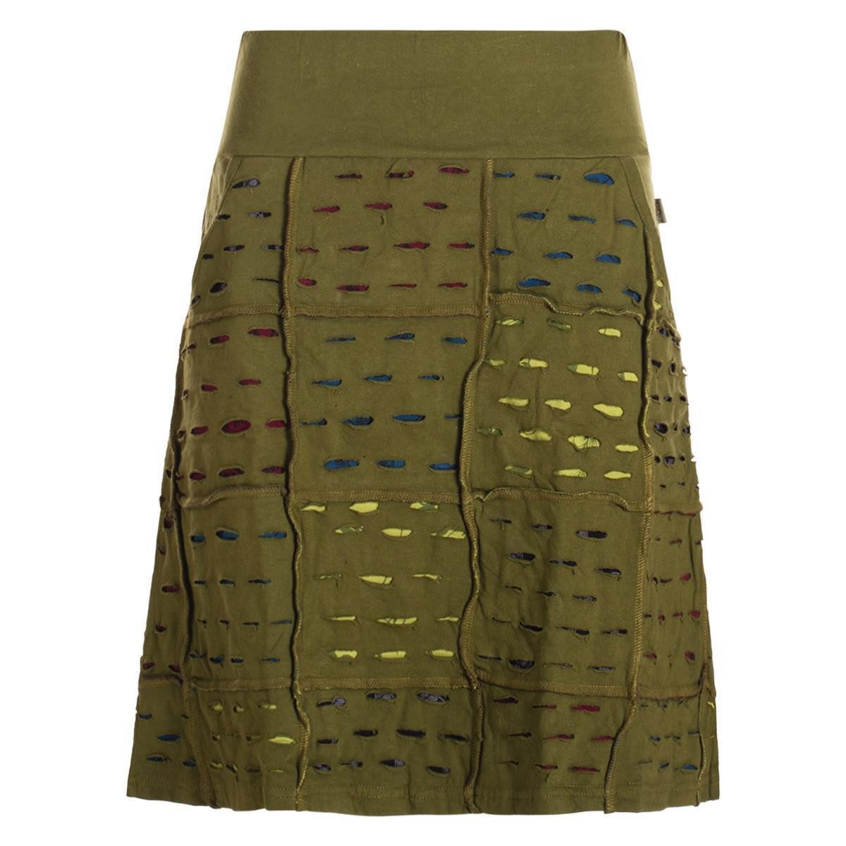 A-Linien-Rock Damen knielang Rock Baumwolle Cutwork Design A-Linie elastischer Bund