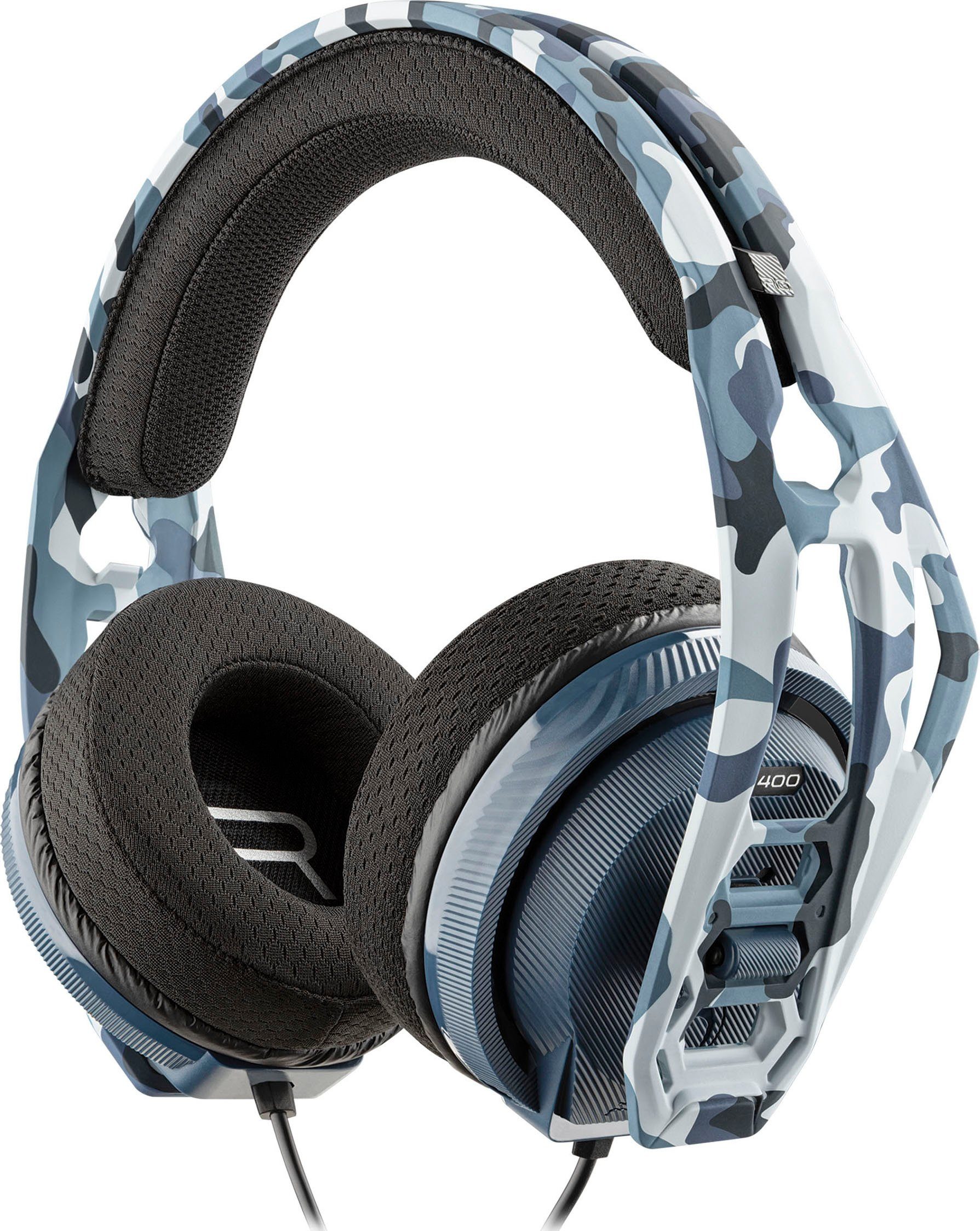nacon RIG 400HS Stereo-Gaming-Headset, 3,5mm abnehmbar, Gaming-Headset PC, /5) Ear, Over Klinke, blau, (Mikrofon PS4 kabelgebunden