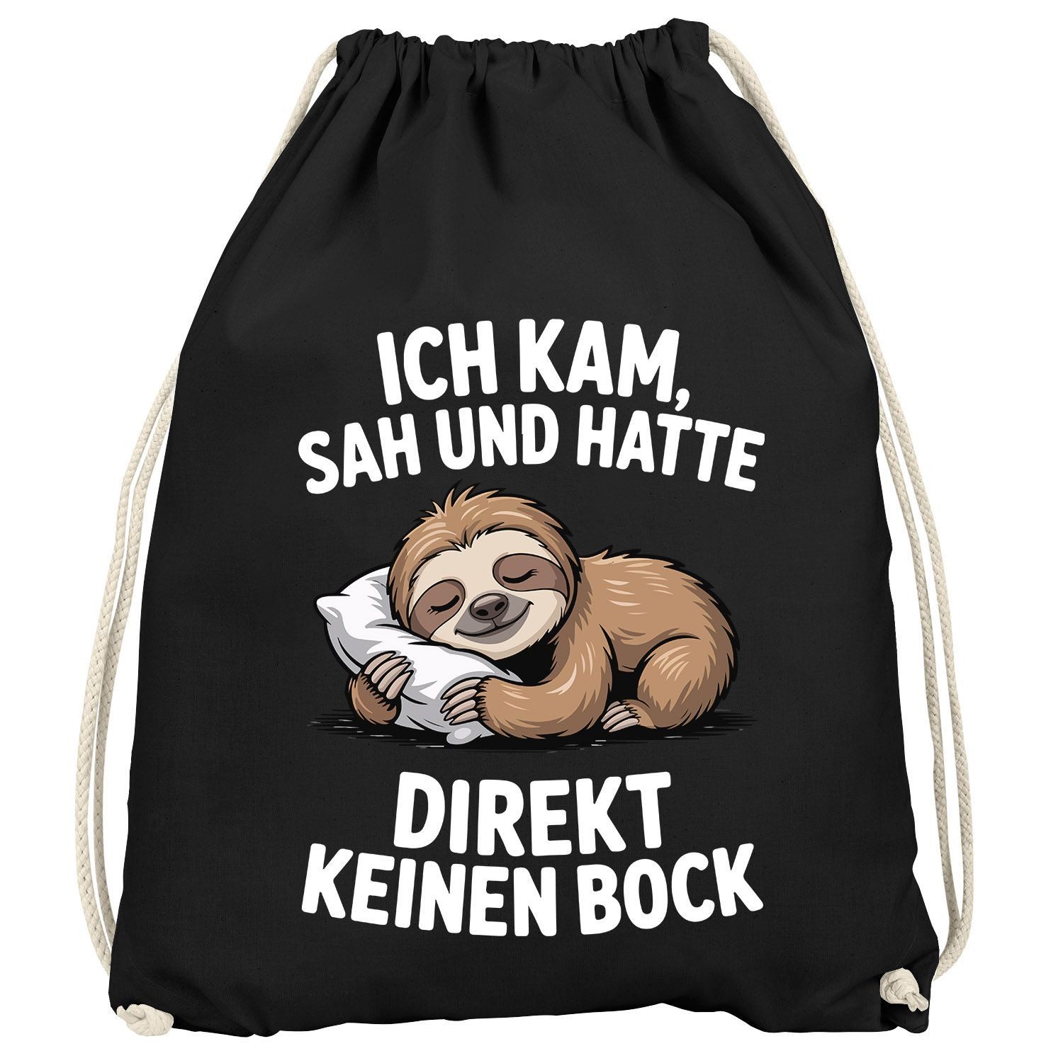 Turnbeutel Turnbeutel Faultier Spruch Ich kam sah und hatte direkt kein Bock