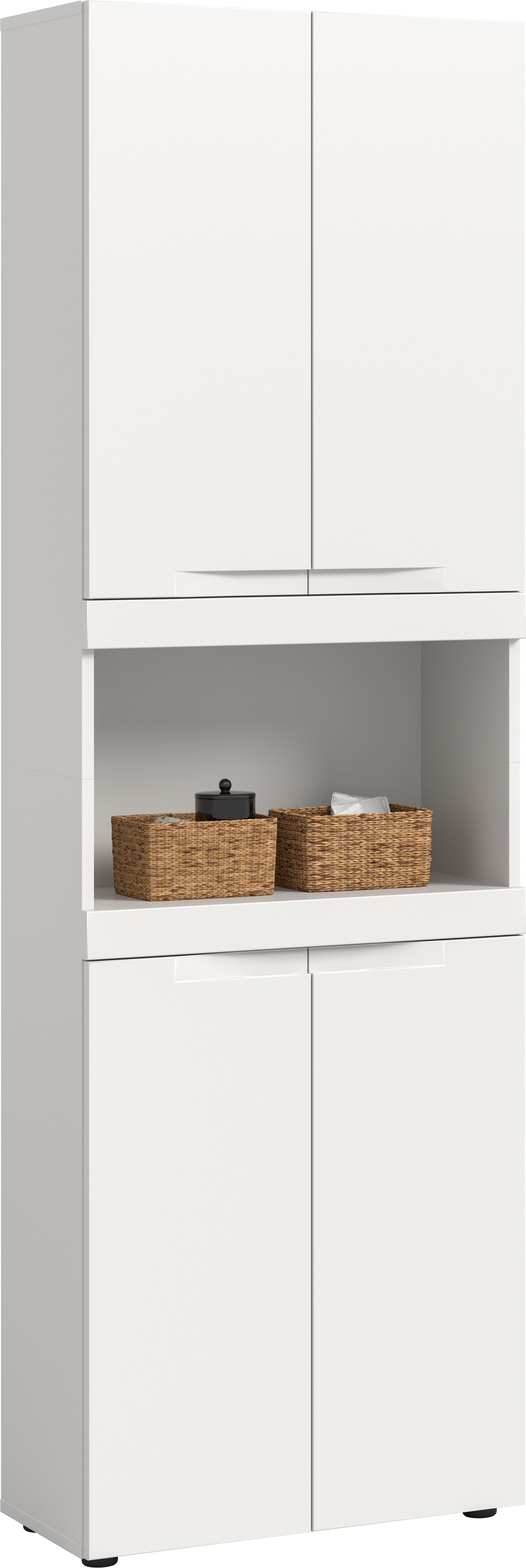 OTTO home Hochschrank MAOI, Höhe 194 cm, 4 Türen, 1 offenes Fach (insgesamt 7 Fächer, 4 Einlegeböden) Badezimmerschrank, Schrank, Badschrank, Midischrank, Bad, Badezimmer