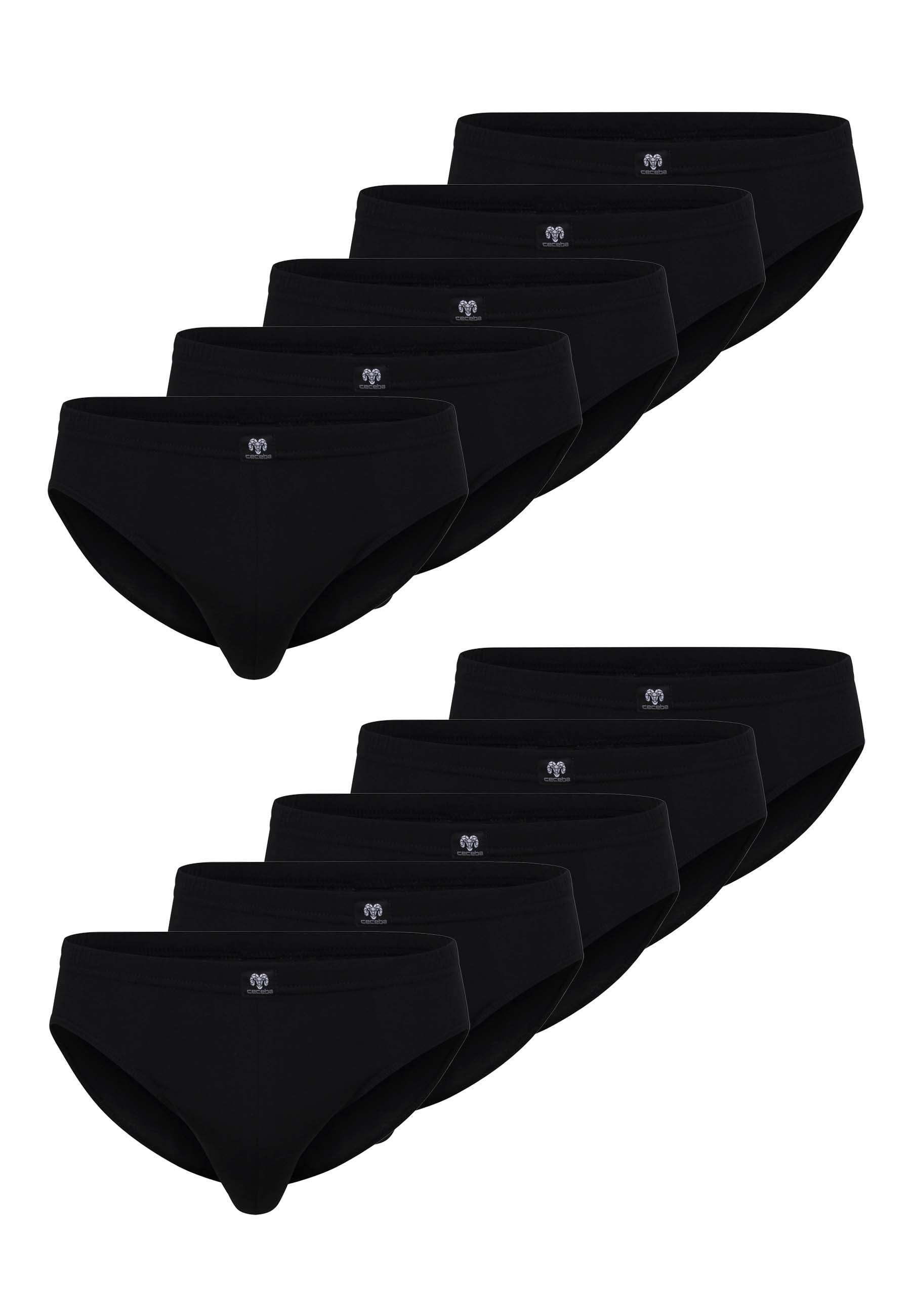 [Großer Verkauf!] CECEBA Slip CECEBA Herren 10er (10-St) Slips Unterhosen Pack schwarz-dunkel-uni