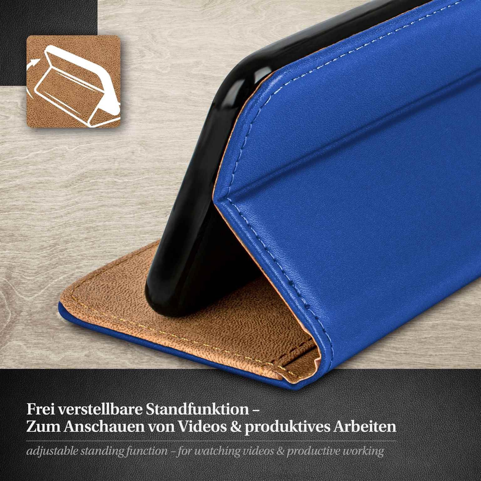moex Handyhülle für Samsung Galaxy S5 Mini Hülle Klappbar Book Case Blau 4,5 Zoll, Klapphülle Kartenfach Flip Cover Handytasche Leder Optik Schutzhülle