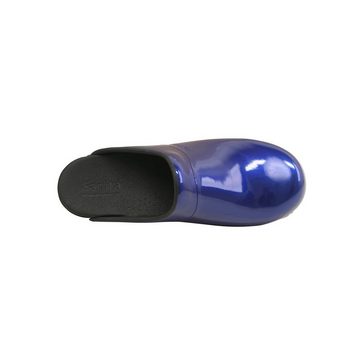 Sanita Original-Metallic Patent Open Clog Blue Sandale