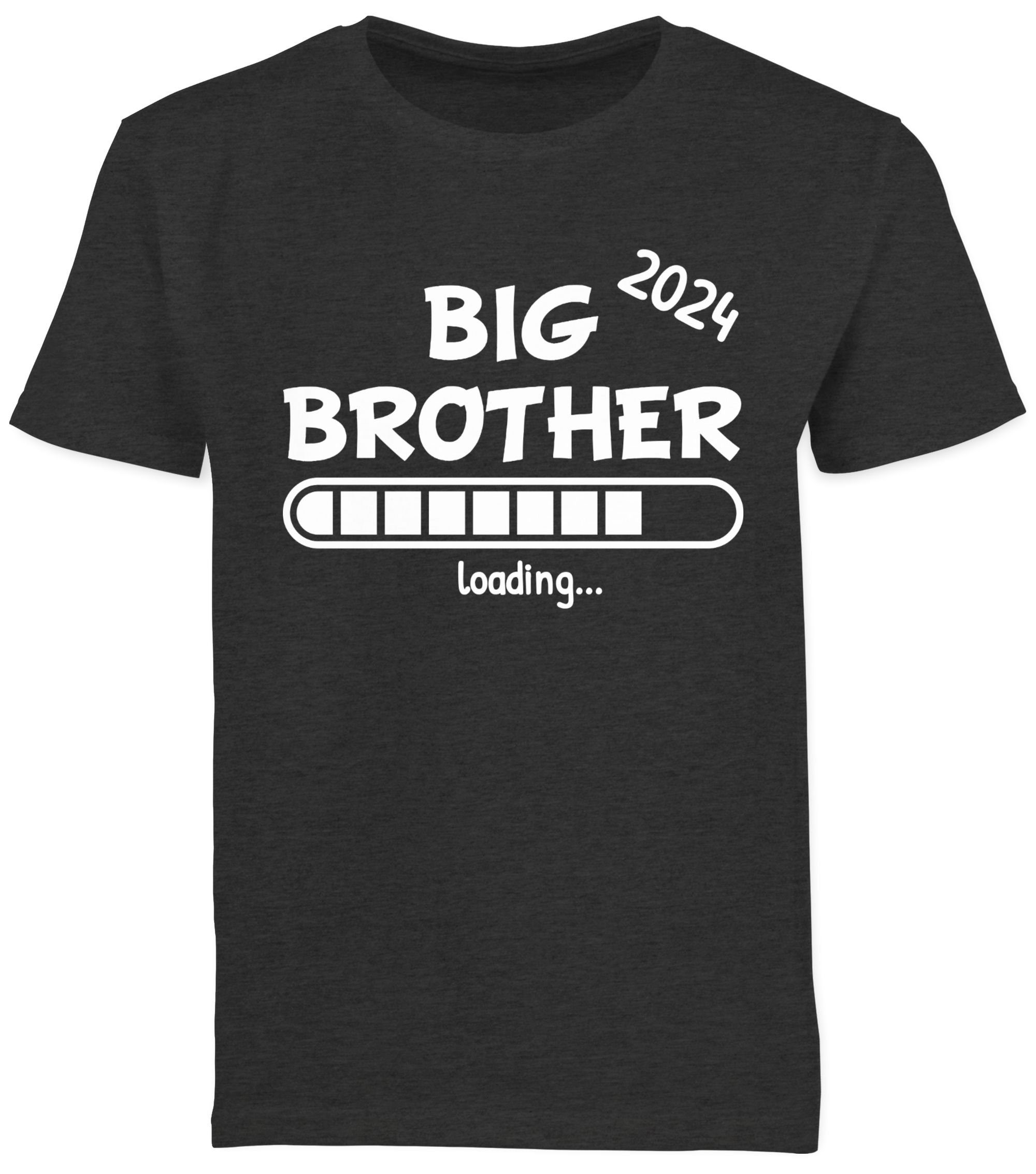 und Anthrazit T-Shirt 2024 Bruder loading Brother 2 Schwester Big Meliert Geschwister Shirtracer