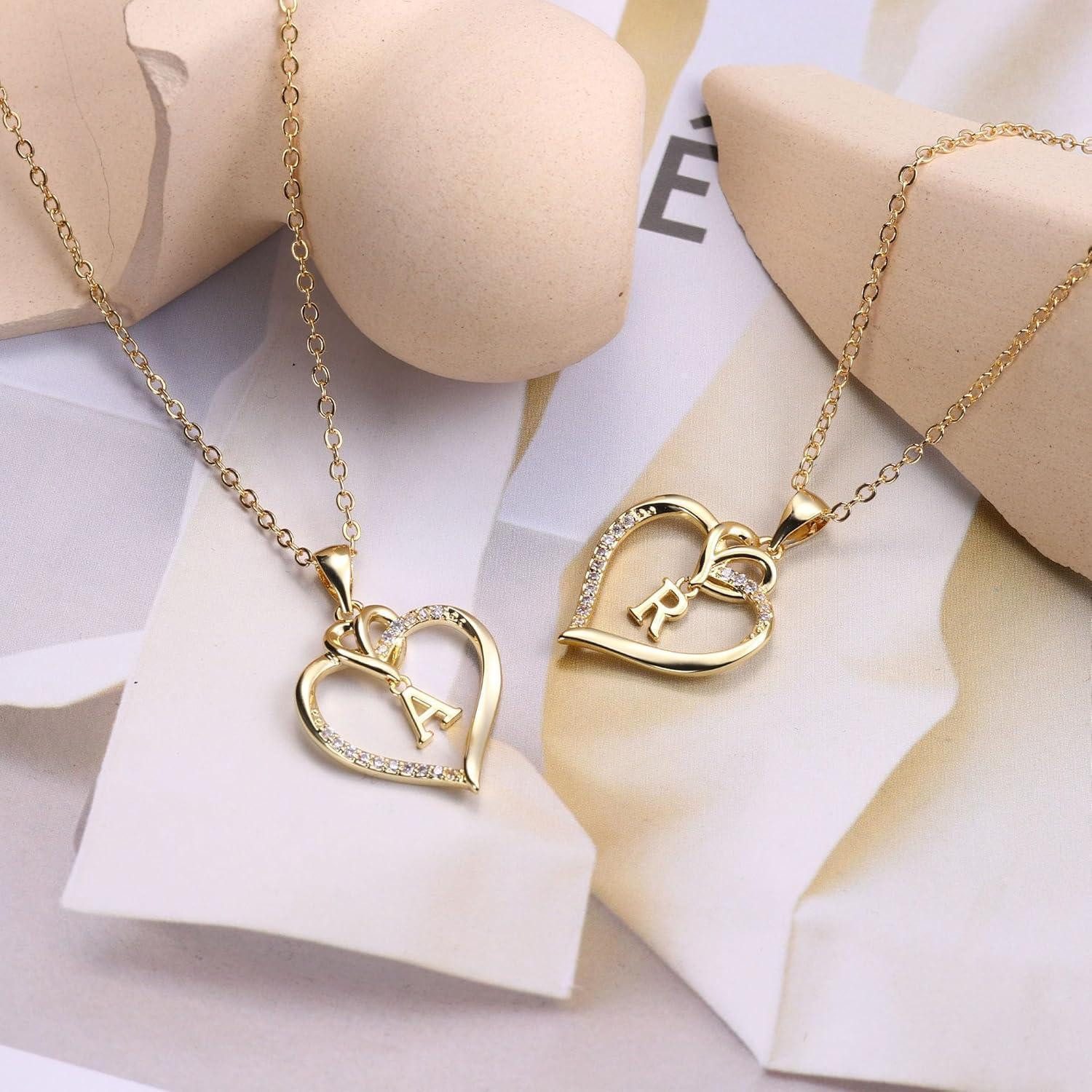 LuxusKollektion Herzkette Valentinstag Geschenke Frauen Kette Herz Halskette 14K Gold Zirkonia