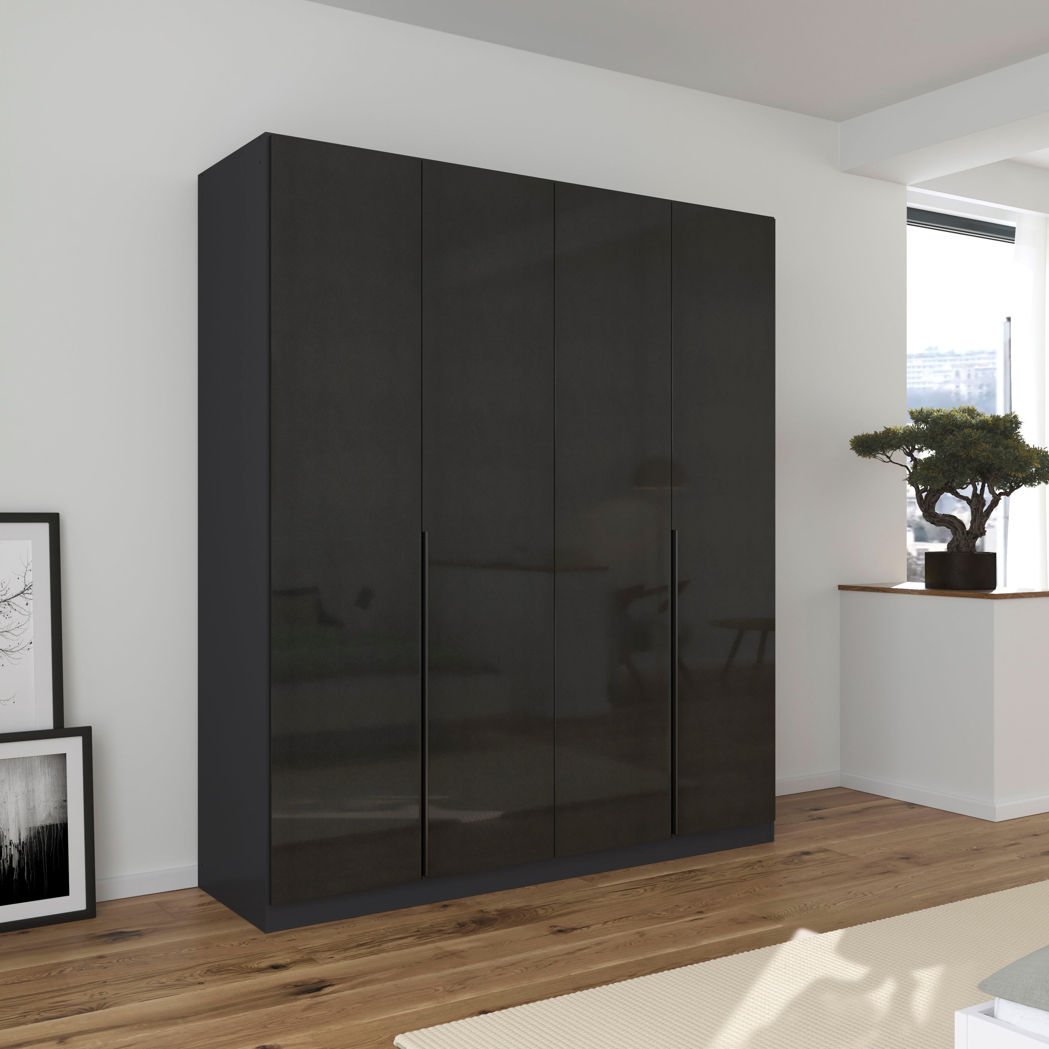 OTTO home Drehtürenschrank Kleiderschrank Schrank Garderobe AGORDO Schlafzimmer (in zwei Griff-Farben, Breiten 91-405 cm, Dekor- oder Hochglanzfront) durchdachte Innenausstattung, in 8 Breiten und 2 Höhen MADE IN GERMANY