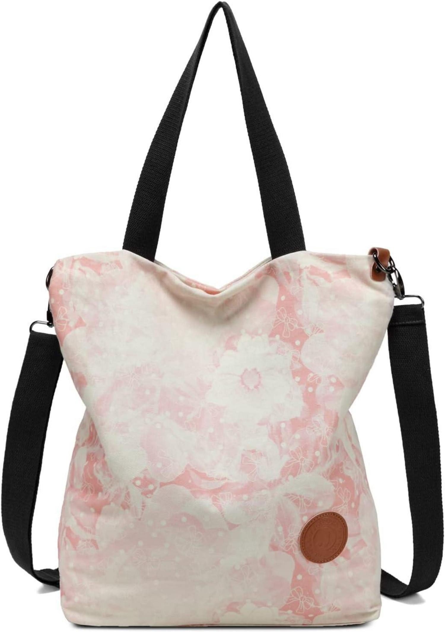Umhängetasche Canvas Schultertasche Damen Groß Multifunktional Pink Umhängetasche