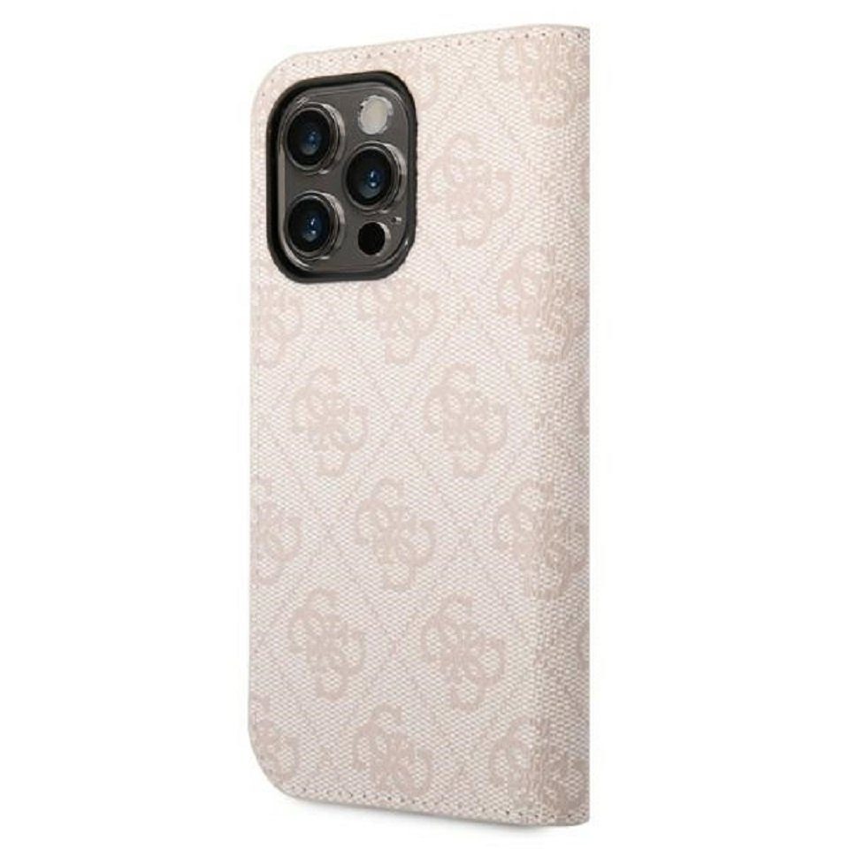 Guess Handyhülle Bookcase iPhone 14 Pro Max Kunstleder rosa aufstellbar 6,7 Zoll, Kantenschutz