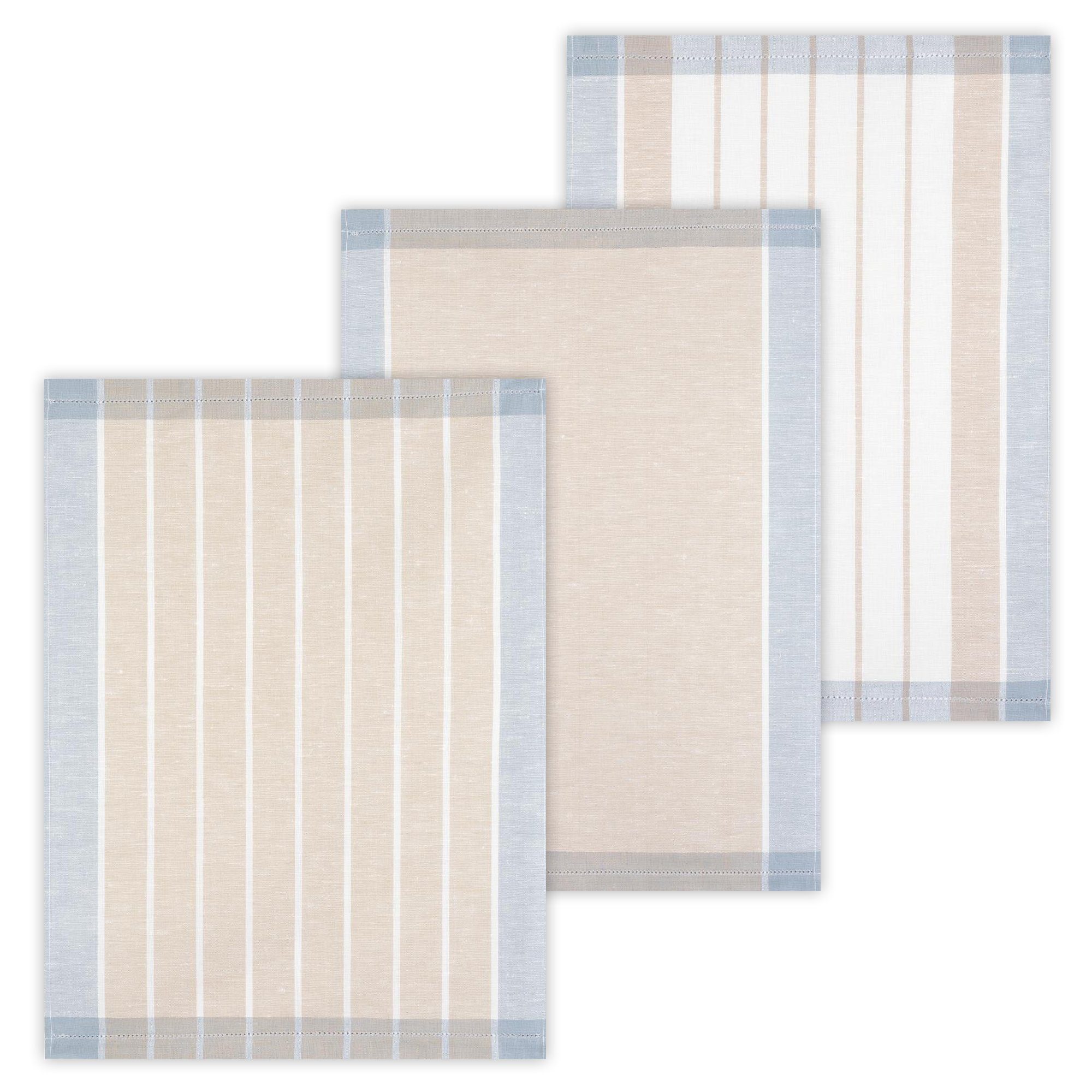 Kracht Geschirrtuch Landhaus, (Set, 3-tlg., Set), 3er Pack Geschirrtücher (3 Stück), ca. 50 x 70 cm, Halbleinen Beige