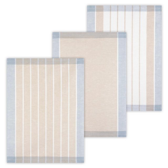 Kracht Geschirrtuch Landhaus, (Set, 3-tlg., Set), 3er Pack Geschirrtücher (3 Stück), ca. 50 x 70 cm, Halbleinen