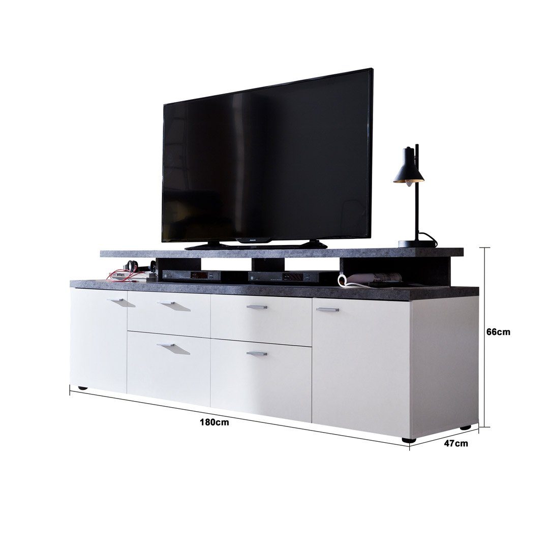 ebuy24 TV-Bank Mood TV Möbel 2 Türen, 2 Schubladen, 4 Offene Fäch