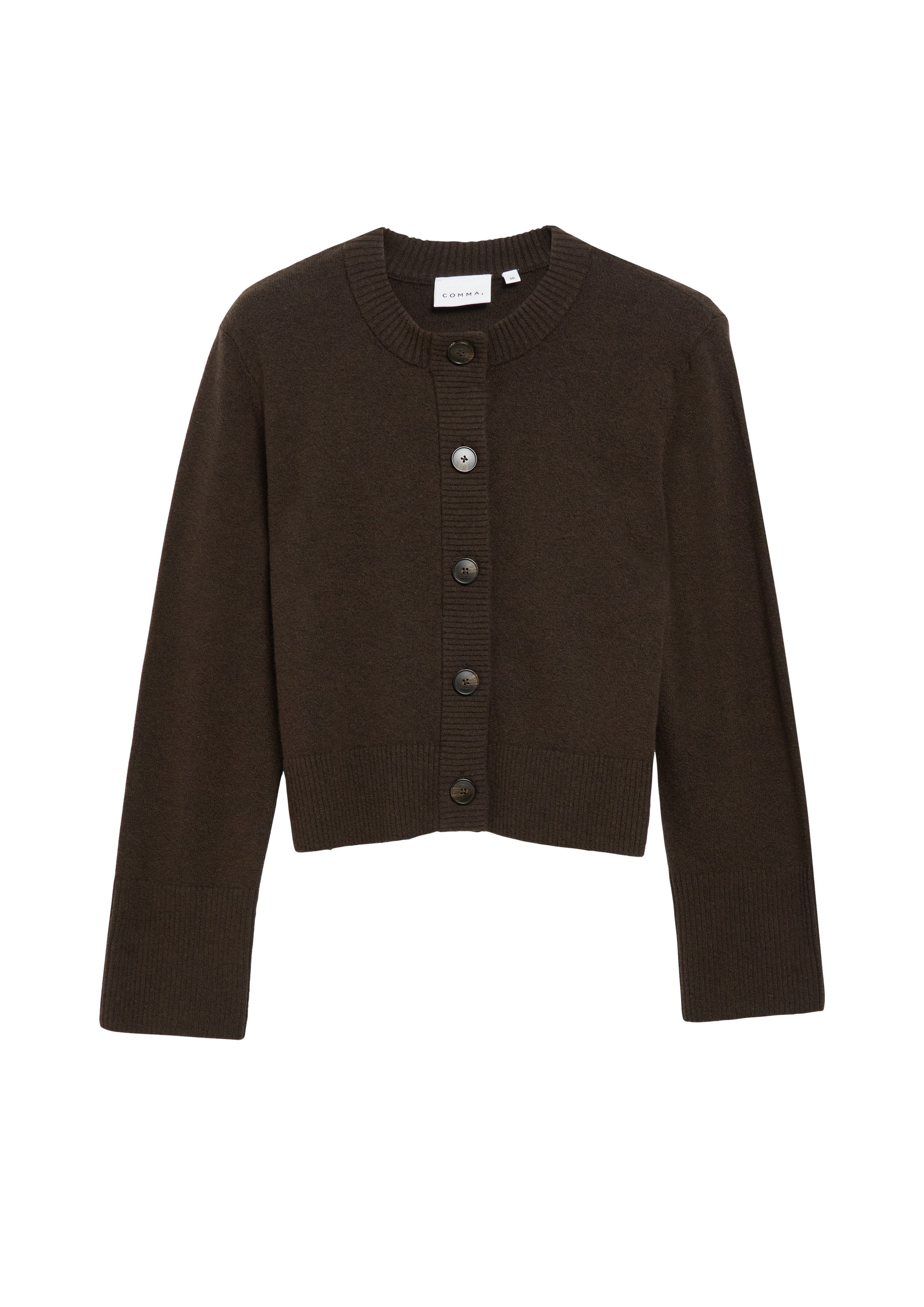 comma Strickjacke mit Rundhals und Knopfleiste