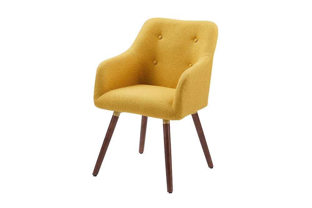 riess-ambiente Esszimmerstuhl SCANDINAVIA MEISTERSTÜCK senfgelb/braun - Strukturstoff, Gummibaum (Einzelartikel, 1 St), Nordischer Stuhl - ideal für Esszimmer, Wohnbereich oder Homeoffice