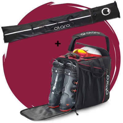 Otaro Skitasche Set: Skischuhtasche mit Helmfach & Skitasche, Classic-Set 1 Paar Ski (Schutz für deine Ausrüstung, Perfekt durchdacht, ausklappbare Standfläche, für 1 Paar Ski + Stöcke)