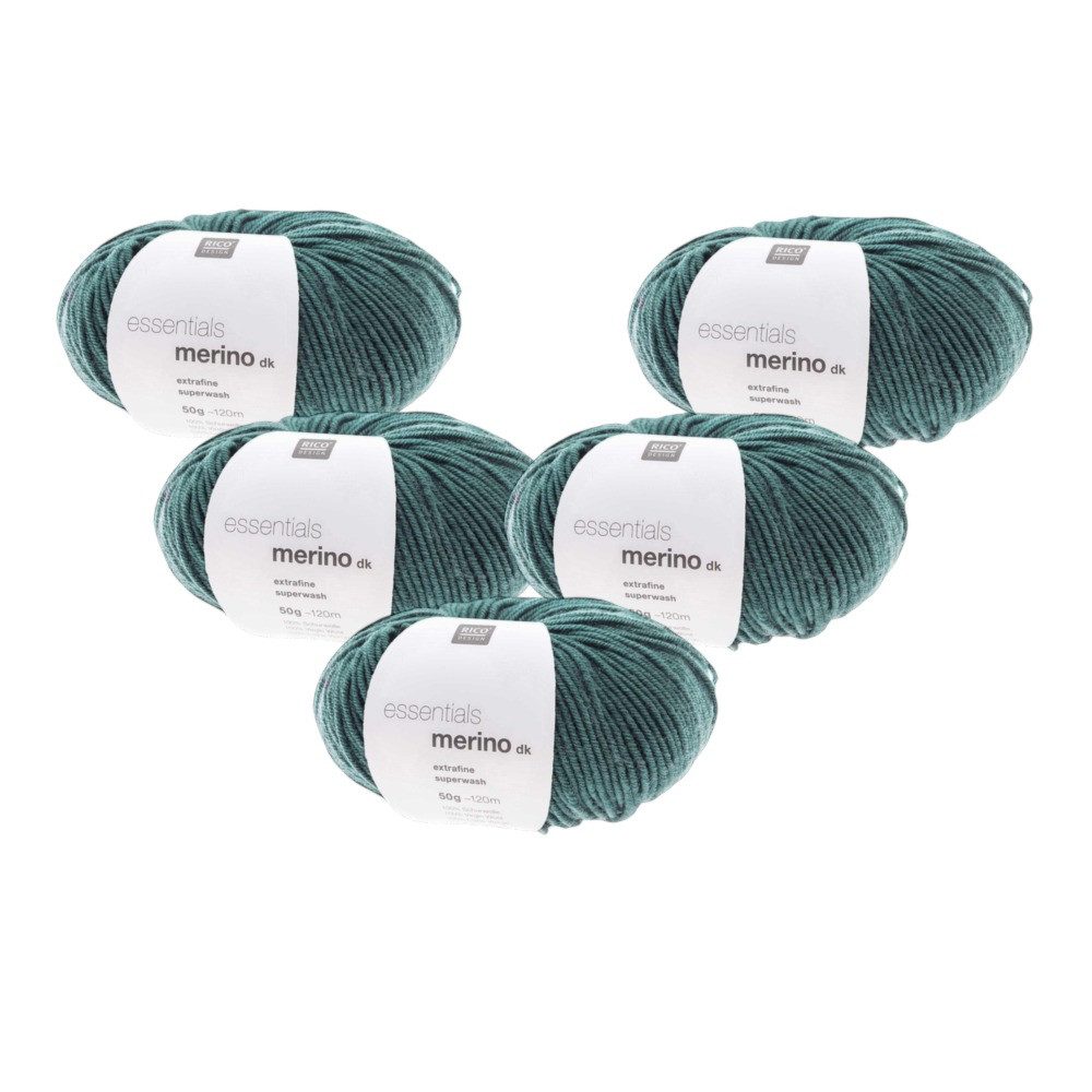 Rico Design 5 x RICO ESSENTIALS MERINO DK Häkelwolle, 240 m