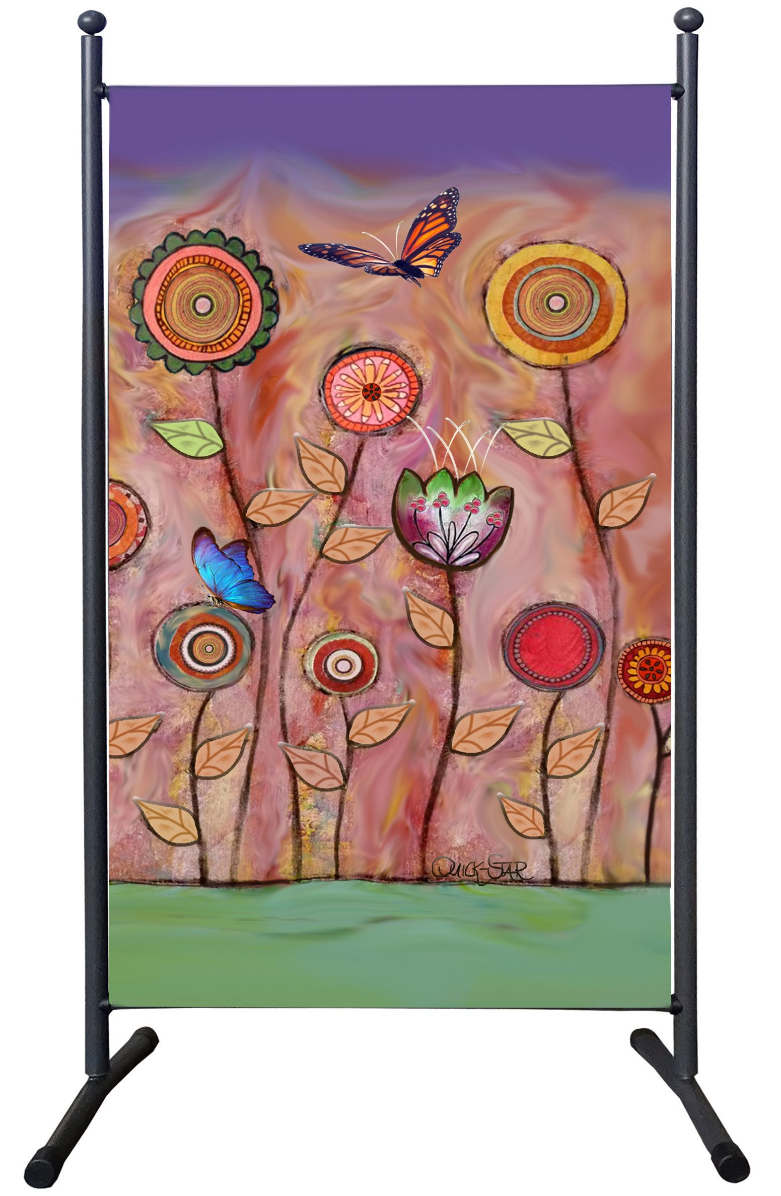 Quick Star Paravent Paravent 1tlg. 180x180cm RETRO Flowers günstig online kaufen