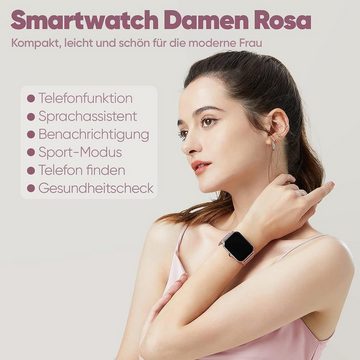 Dachma Smartwatch (1,85 Zoll, Android iOS), Damen mit Whatsapp Funktion telefonfunktion damenuhren 3 Armbander Uhr