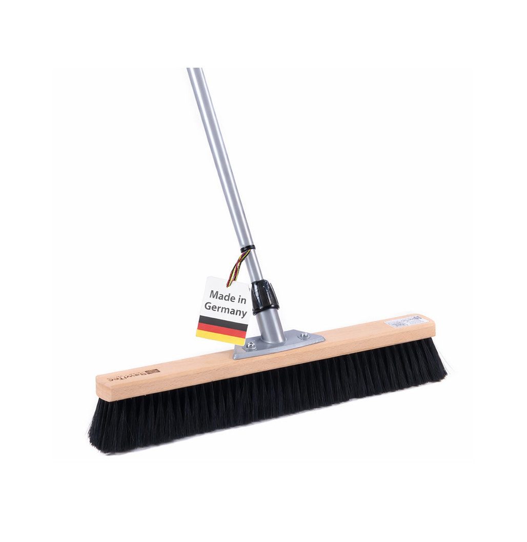 BawiTec Straßenbesen Saalbesen schwarze Kunsthaar Borsten mit Teleskopstiel günstig online kaufen
