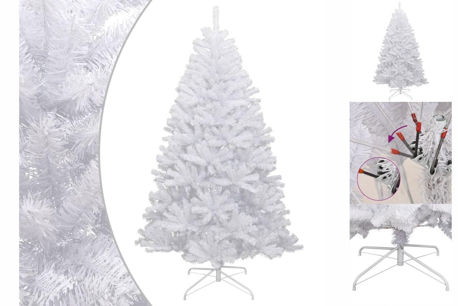vidaXL Künstlicher Weihnachtsbaum Christbaum Künstlicher Weihnachtsbaum Klappbar Beschneit 120 cm Weiß