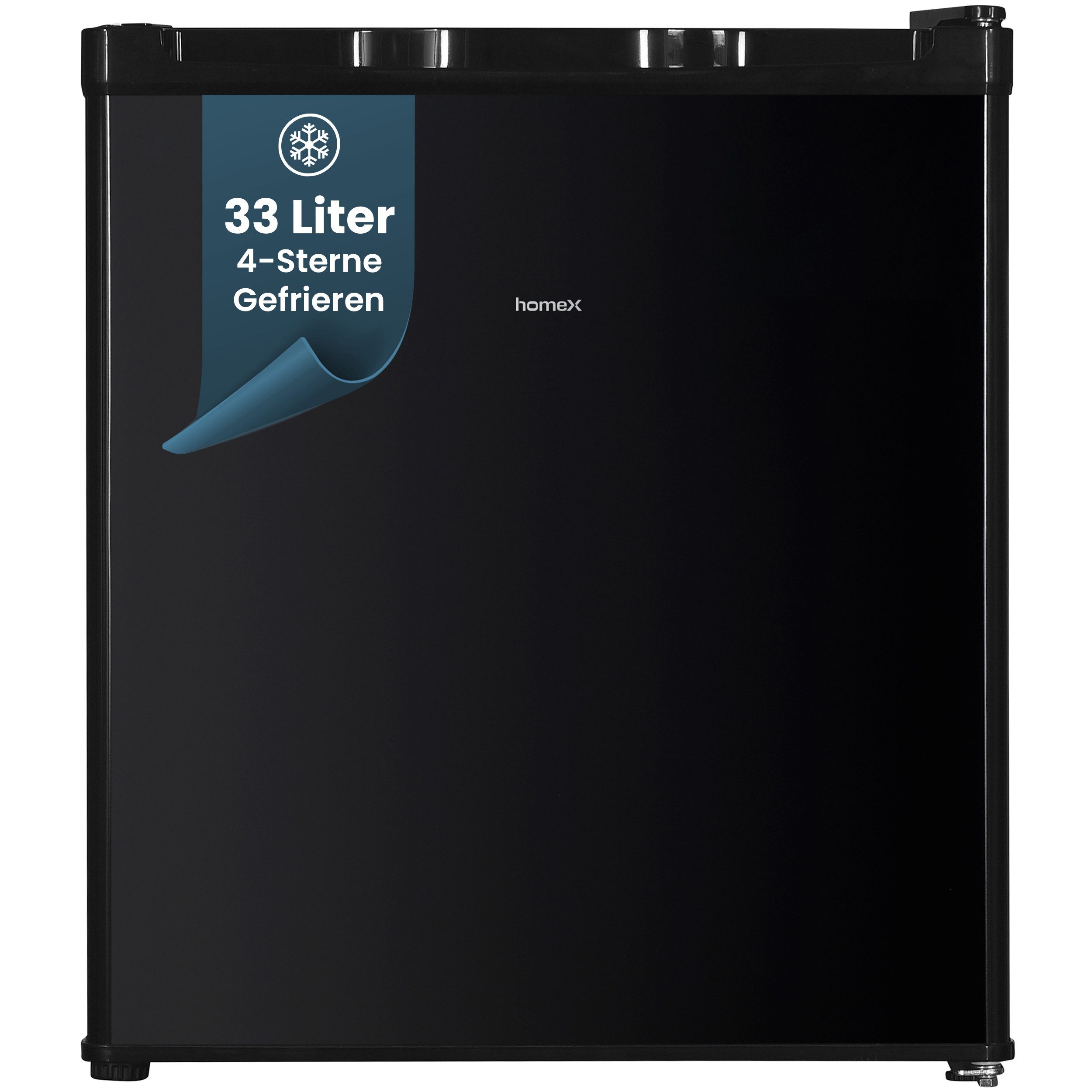 homeX Gefrierschrank FM1015-B, 51 cm hoch, 44 cm breit, Mini Gefriertruhe, Tiefkühlschrank klein, Gefrierbox, Freezer, 33 L