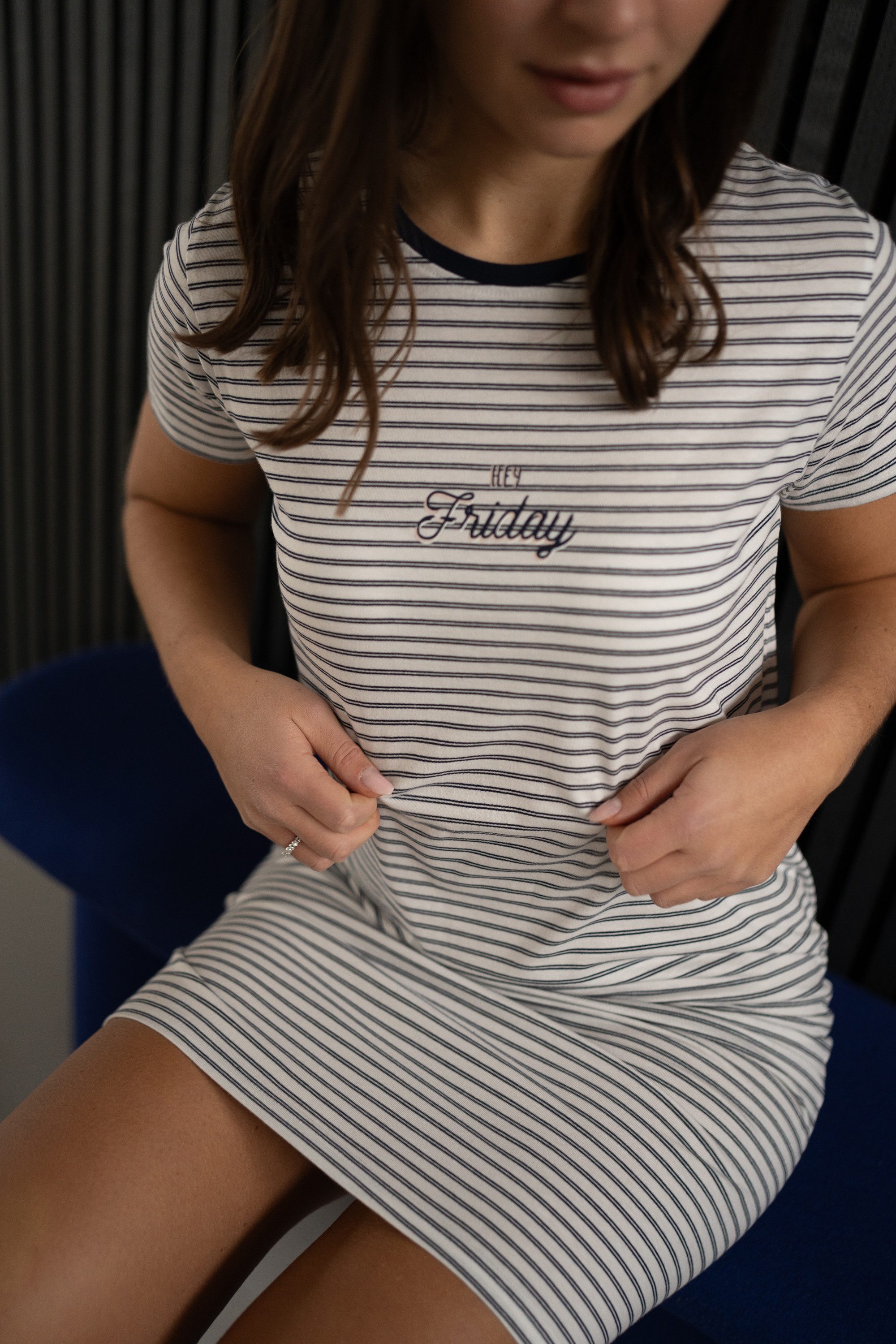 By Louise Nachthemd Sleep Chic (Set, 1-tlg., 1-teilig) Damen Sleepshirt ca.90cm lang Kurzarm Baumwolle