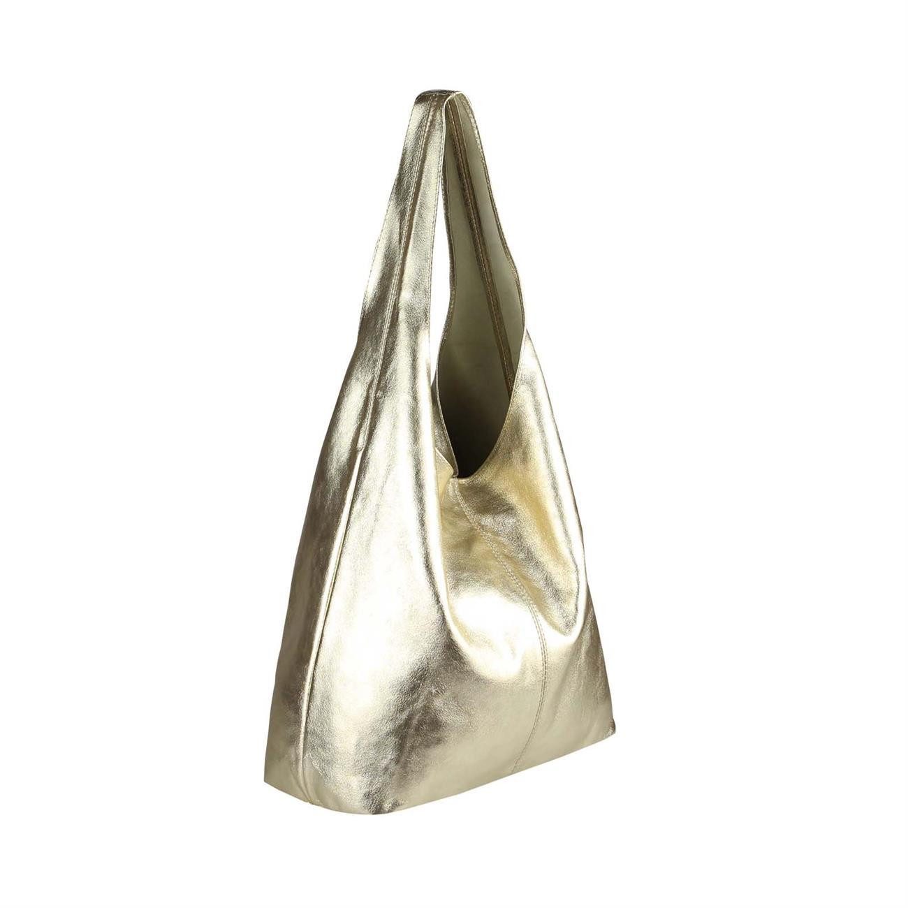 ITALYSHOP24 Shopper Made in Italy Damen Leder Tasche Schultertasche Metalli günstig online kaufen