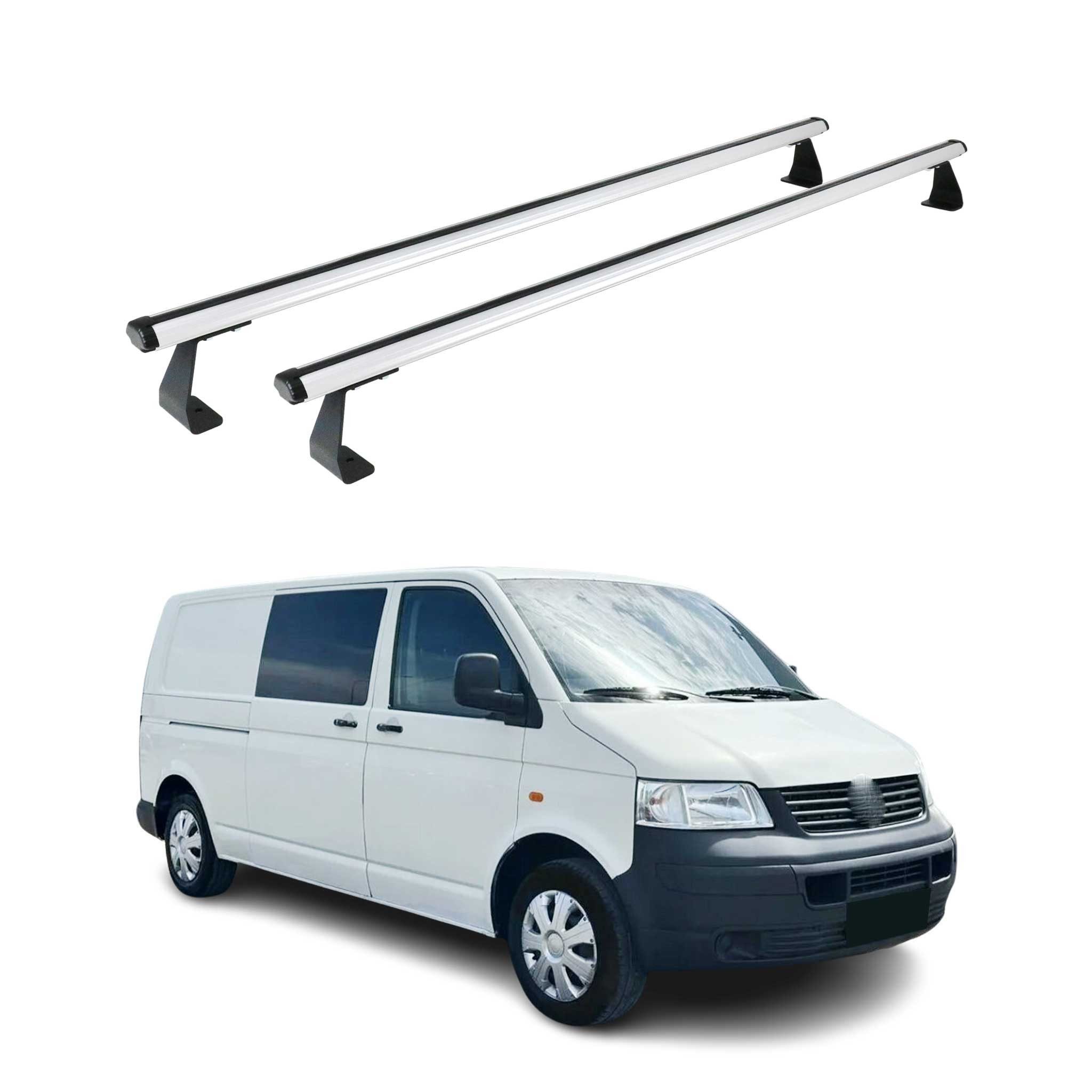 OMAC Dachträger Relingträger für VW Transporter T5 2003-2015 Alu Silber (2-St), Wasserbeständig,Abnehmbar,Multifunktional,Schwerbeanspruchbar