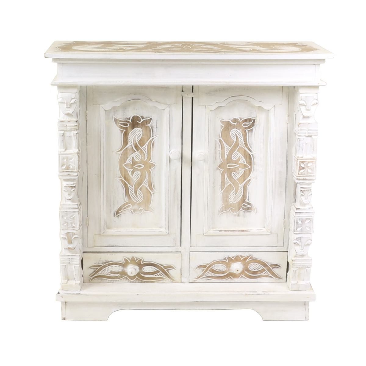 Oriental Galerie Mehrzweckschrank Schrank 80 x 80 cm Tribal Weiß