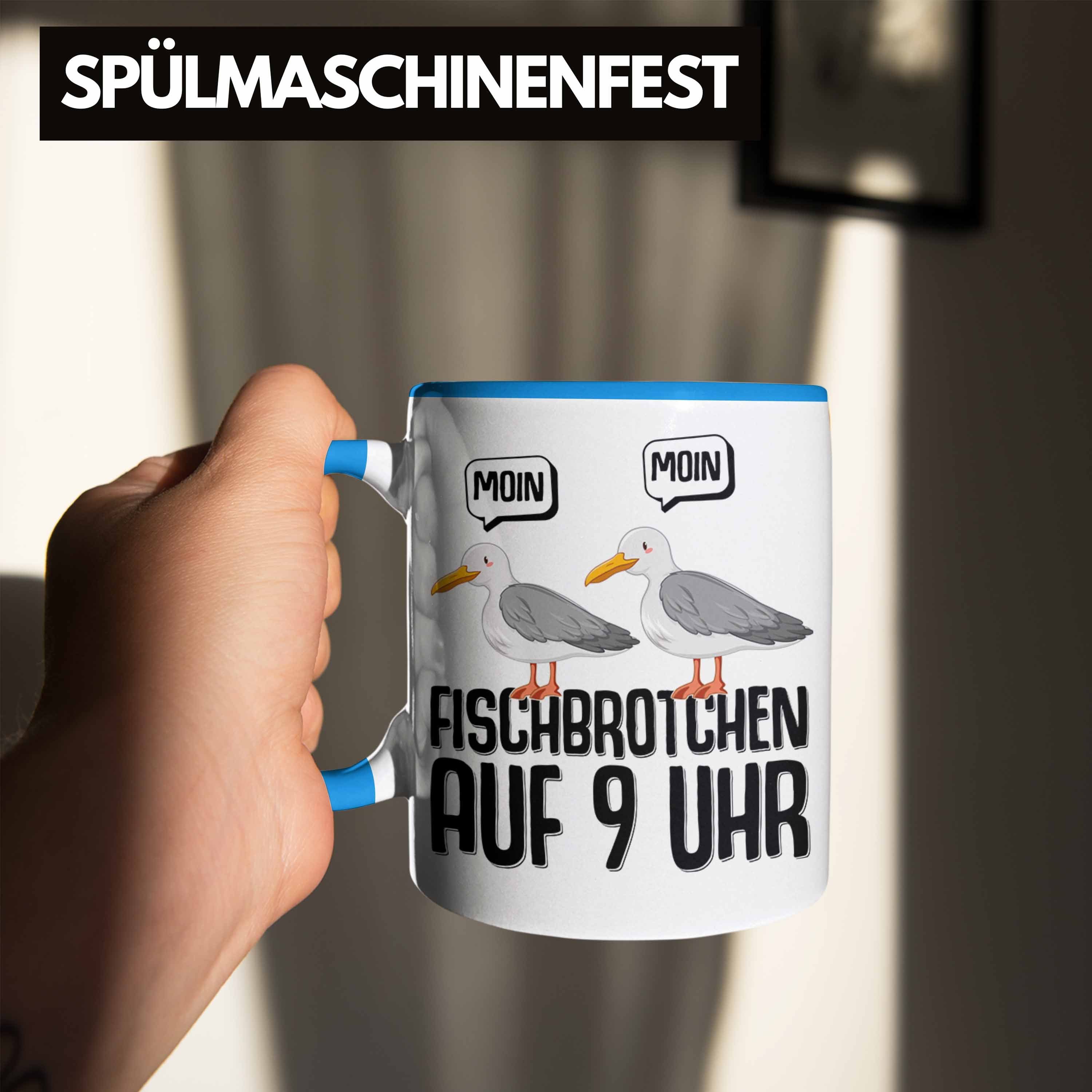 Trendation Tasse Geschenk Moin Möwen Fischbrötchen Tasse Norden Norddeutsch Plattdeutsch - 9 Auf Trendation Uhr Blau