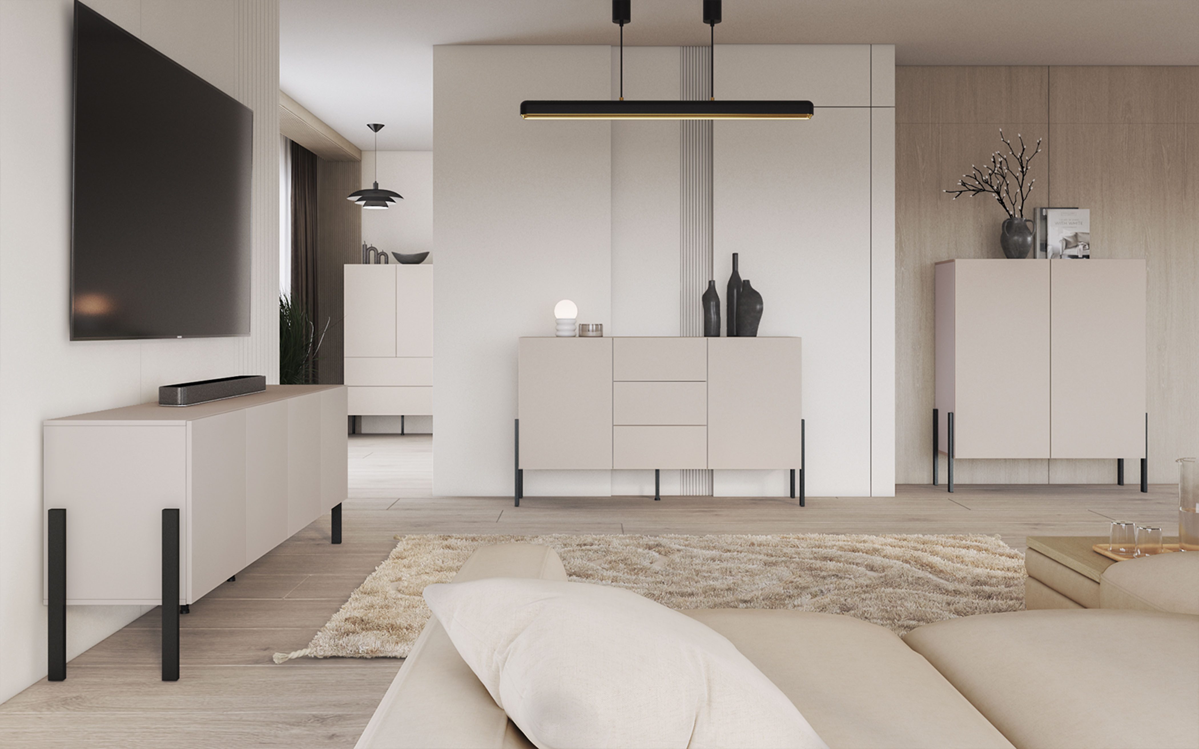 OTTO home Sideboard Jukon, Breite 150 bzw.180 cm, moderne grifflose Kommode, Schubladenschrank 2 Türen/3 Schubkästen, push-to-open-Funktion