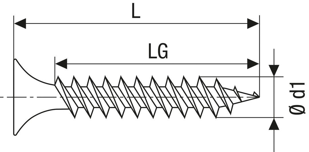 phosphatiert, 1000 St), 3,9x35 mm schwarz Spanplattenschraube (Stahl Feingewinde, GIX-A SPAX