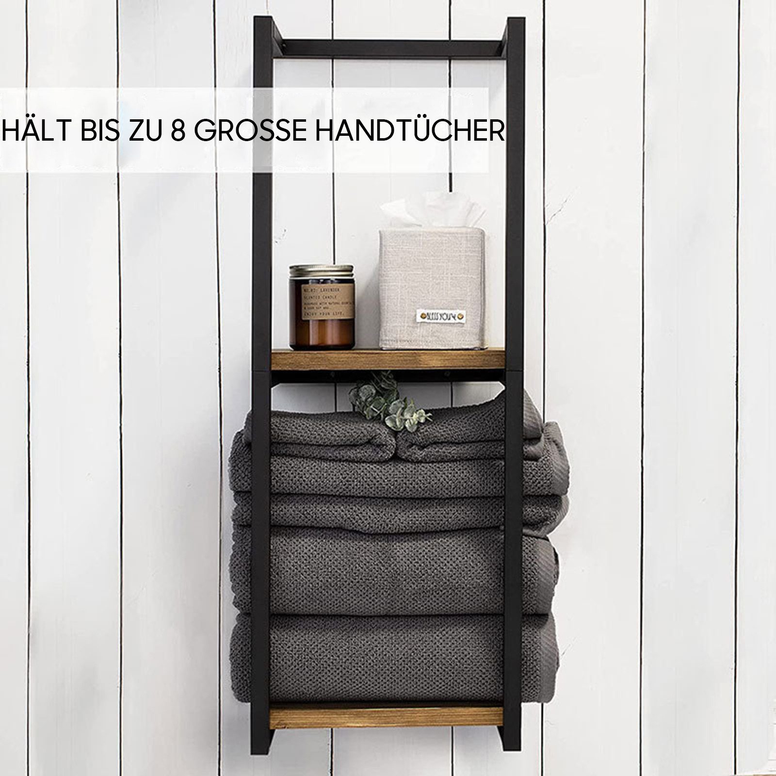 SURFOU Handtuchhalter 2-ebiger Handtuchhalter mit Holzregalen, günstig online kaufen